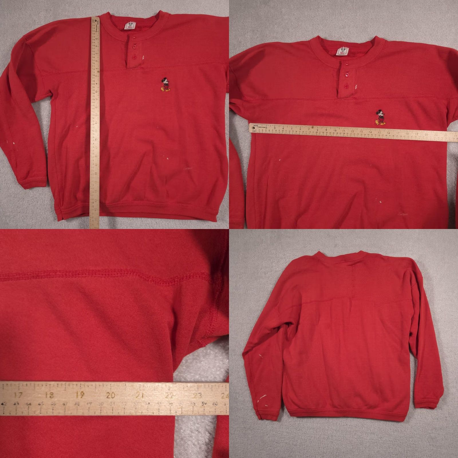 Disney VINTAGE Disney Wear Sweatshirt Mens L Red Mickey Mouse Henley 90s Size US L / EU 52-54 / 3 - 10 Thumbnail