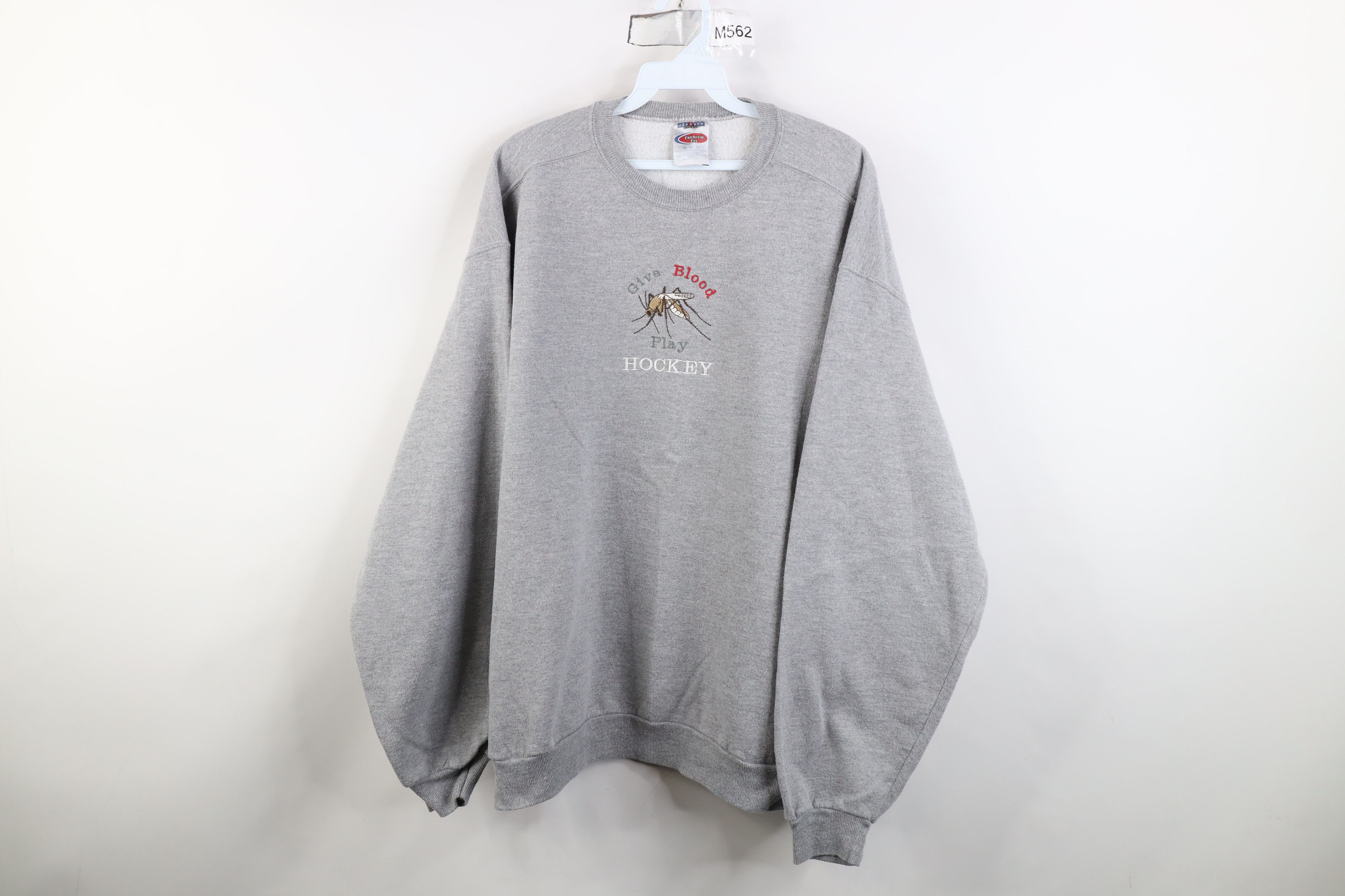 Vintage Vintage Give Blood Play Hockey Crewneck Sweatshirt Gray Size US XL / EU 56 / 4 - 1 Thumbnail