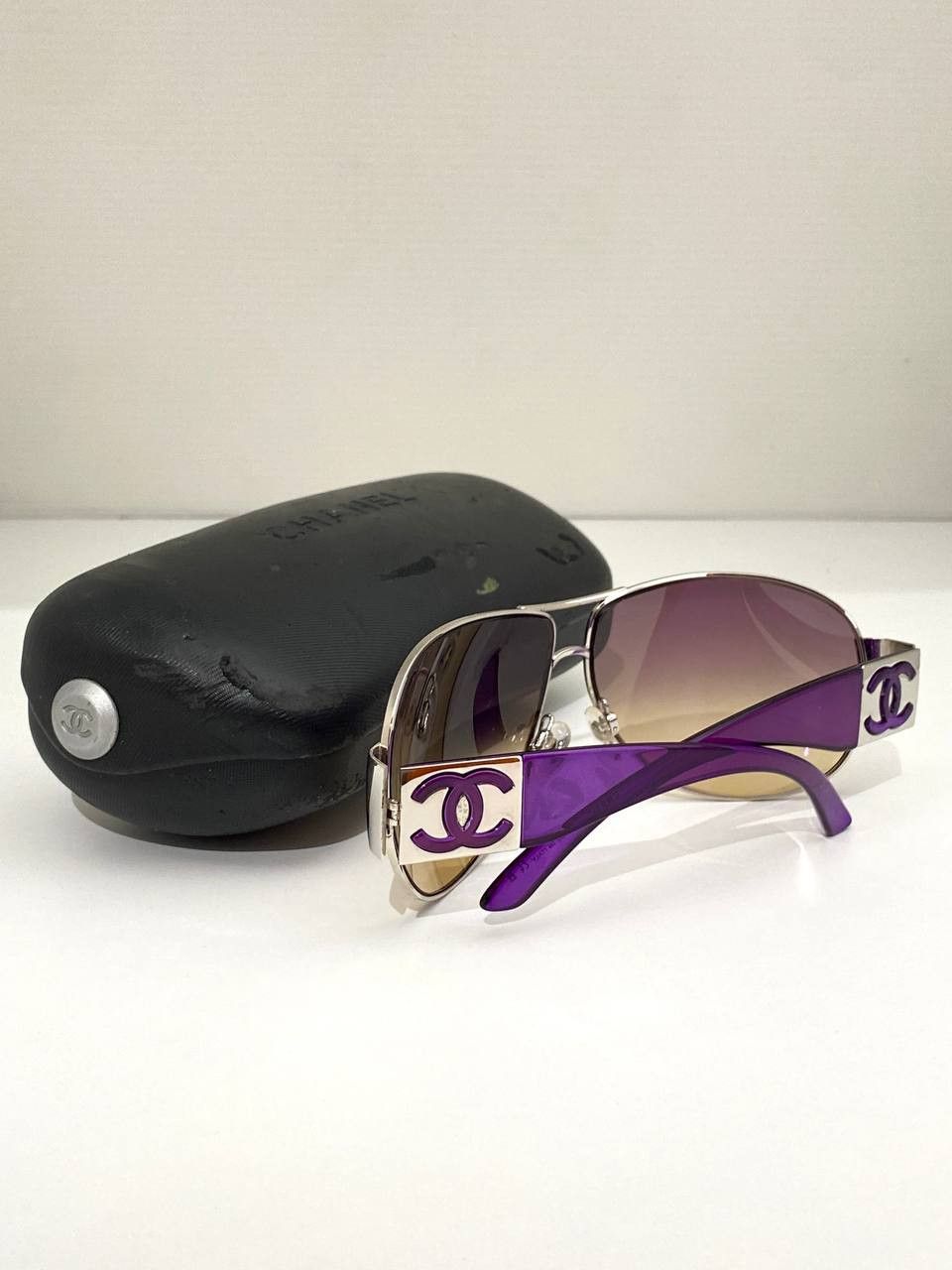 Chanel Chanel CC Logo Oversized Wrap Aviator 4128 Sunglasses Y2K Size ONE SIZE - 10 Thumbnail