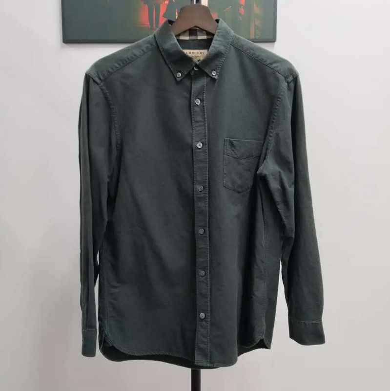 Burberry Burberry Long Sleeve Cotton Shirt in Dark Green Size US M / EU 48-50 / 2 - 1 Thumbnail