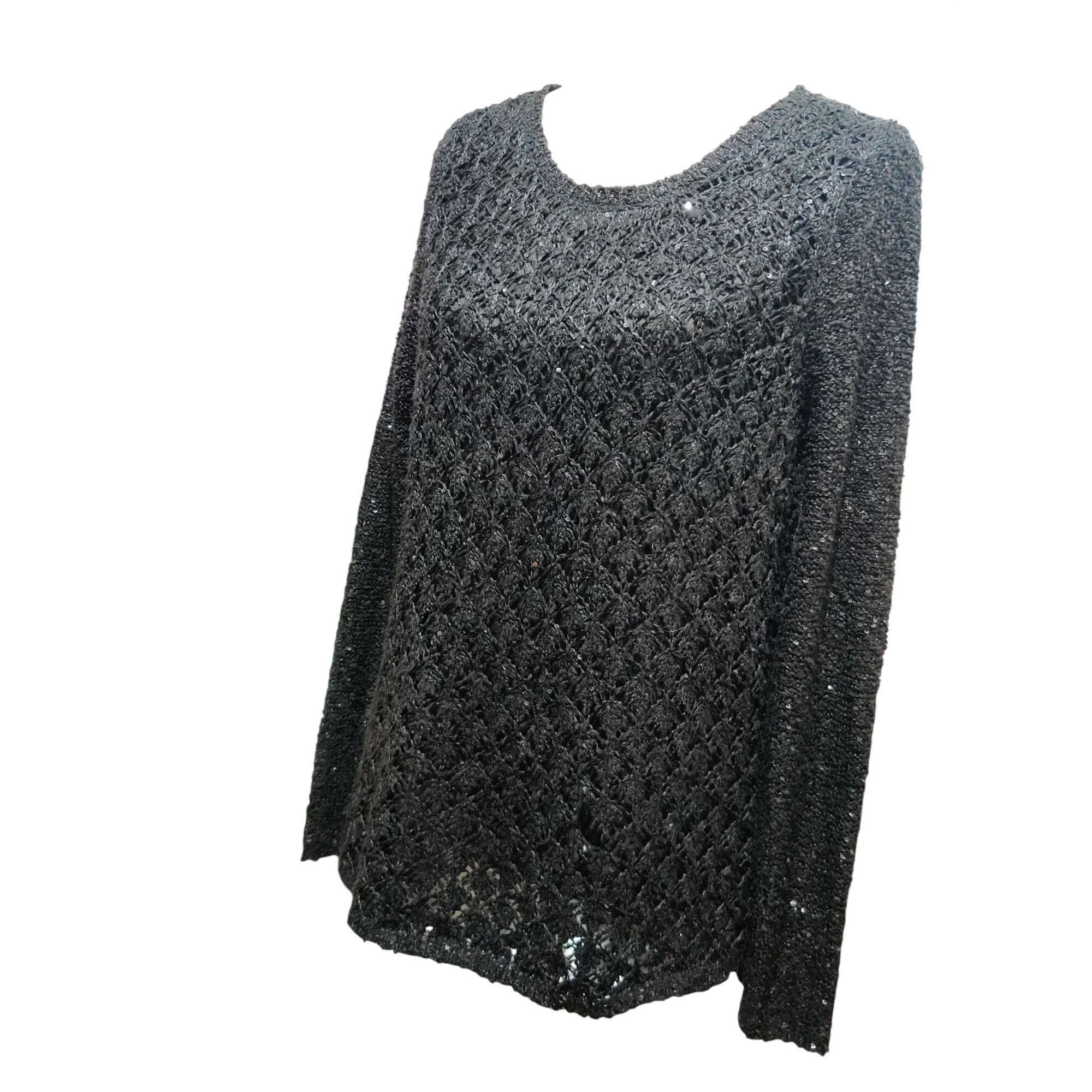 Other Maurices Black Sequin Open Knit Tunic Sweater Size L Sheer H Size L / US 10 / IT 46 - 13 Thumbnail