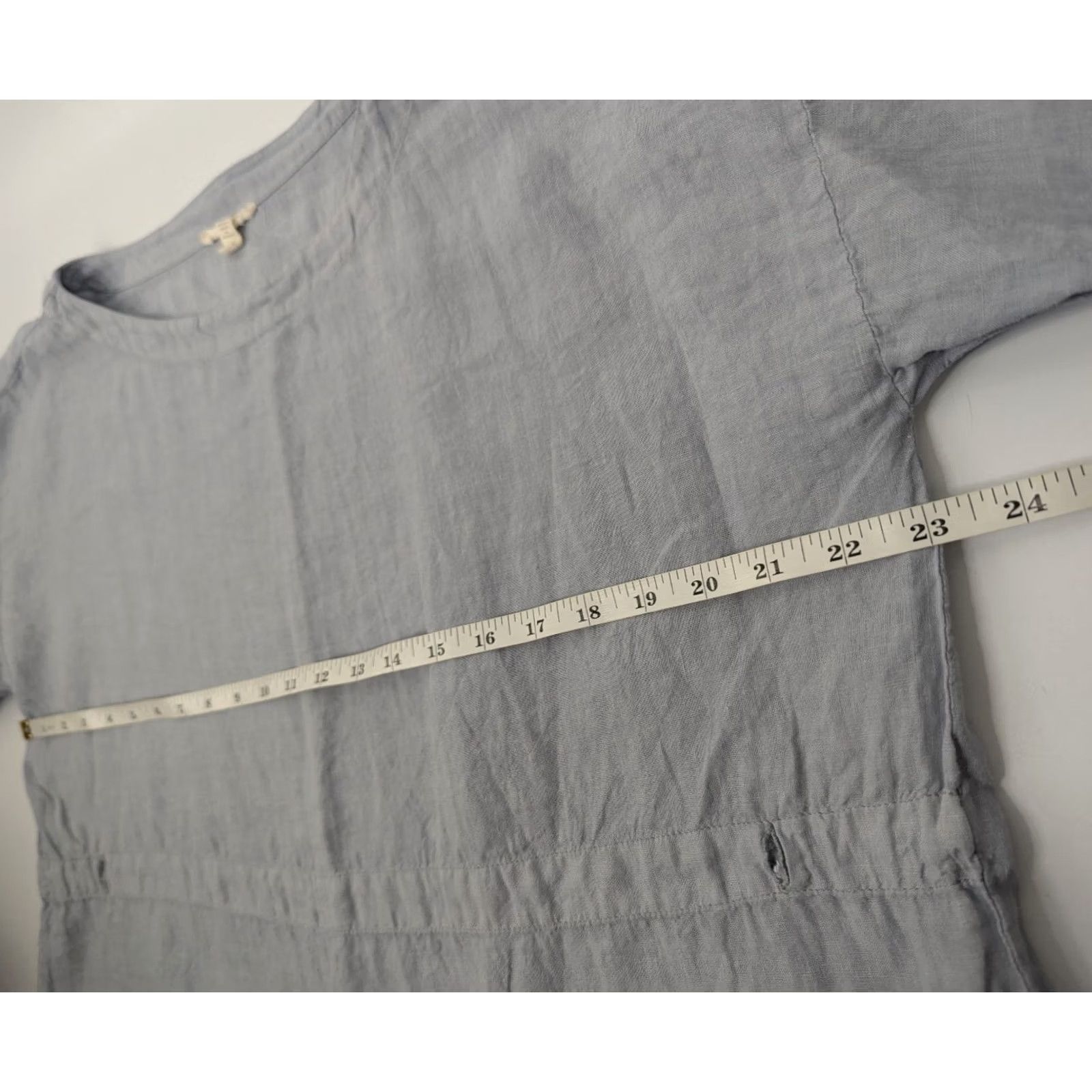 Eileen Fisher Eileen Fisher Blouse Linen Boxy Handkerchief 3/4 Sleeve Light Blue M Womens Tunic Top Size M / US 6-8 / IT 42-44 - 6 Thumbnail