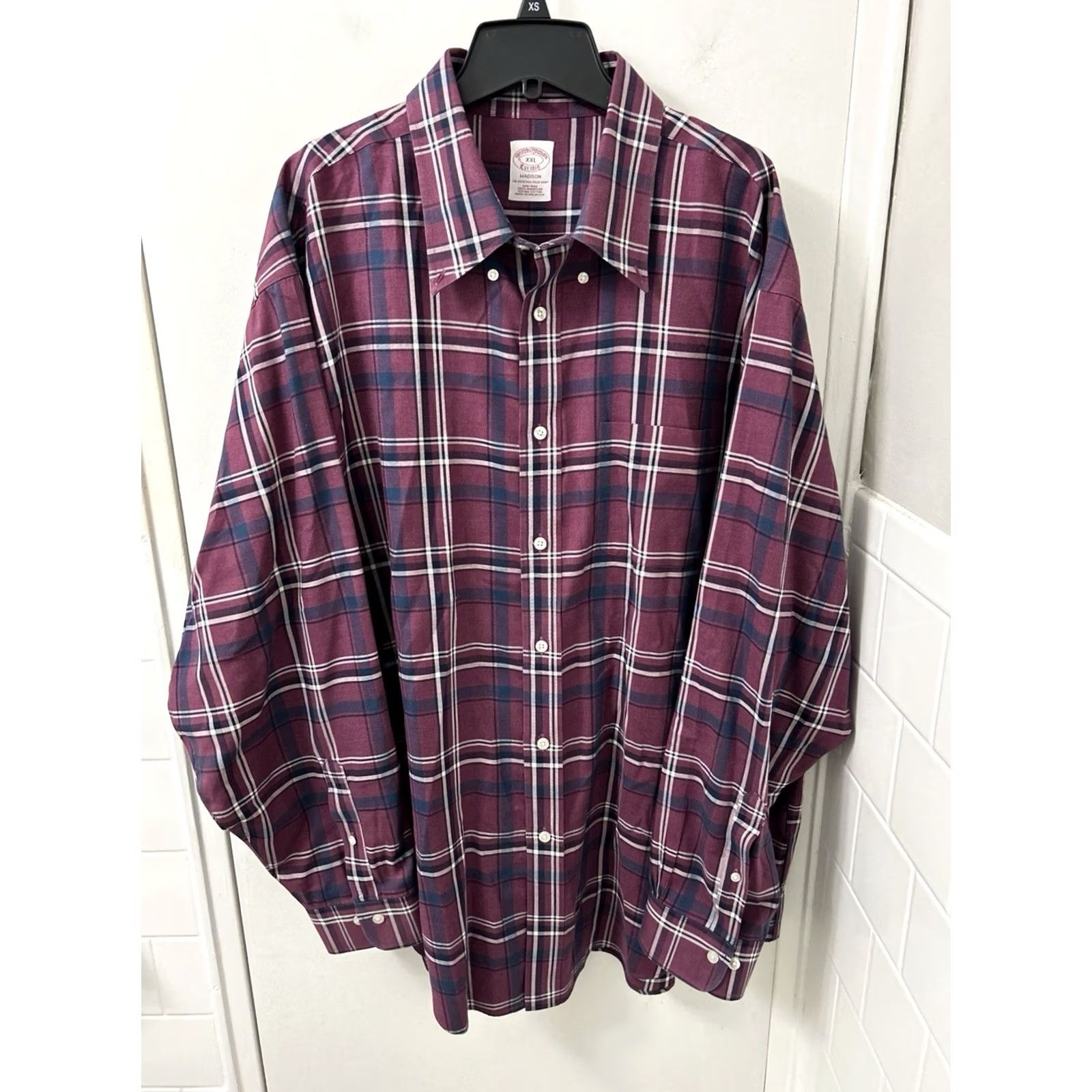 Brooks Brothers Brooks Brothers Madison Plaid Supima Button-Up Polo Shirt Mens XXL Burgundy Red Long Sleeve Classic Non-Iron Pocket shirt Size US XXL / EU 58 / 5 - 2 Thumbnail