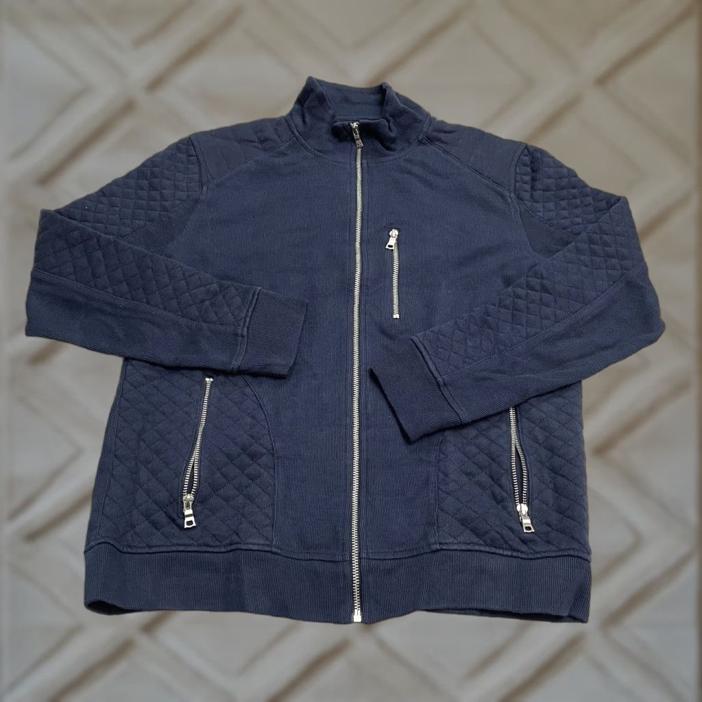 Vintage INC International Concept Jacket Womens Medium Blue Quilted Rib Bomber Full Zip Classic Outdoor Size M / US 6-8 / IT 42-44 - 1 Thumbnail