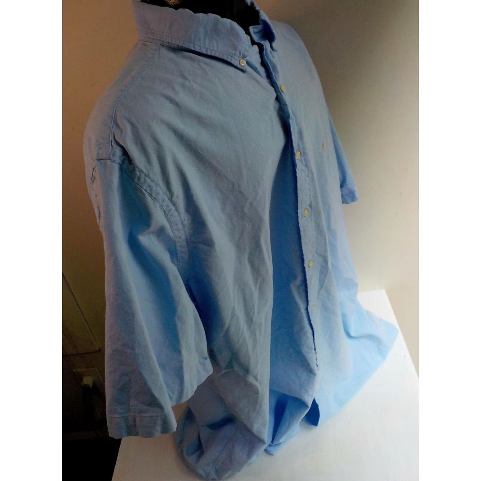 Ralph Lauren RALPH LAUREN Short Sleeve Button Down Shirt Blue Cotton 2XLT Mens Logo Button-Up Size US XXL / EU 58 / 5 - 3 Thumbnail