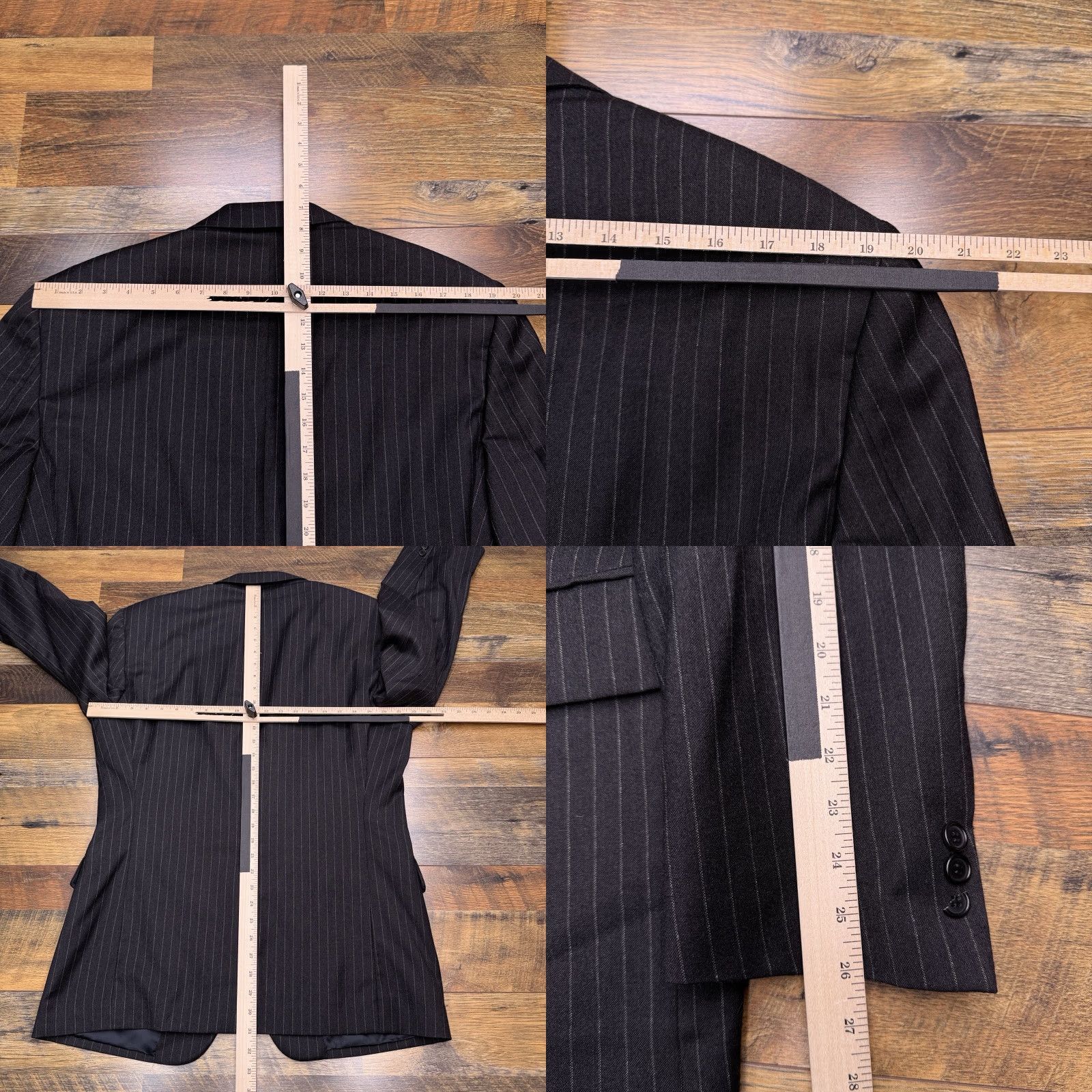 Brooks Brothers Brooks Brothers Blazer 42R Black Pinstripe Wool Cashmere Italy Jacket Single-Breasted 2-Button Notch Lapel Mens Dress Coat Size 42R - 9 Thumbnail