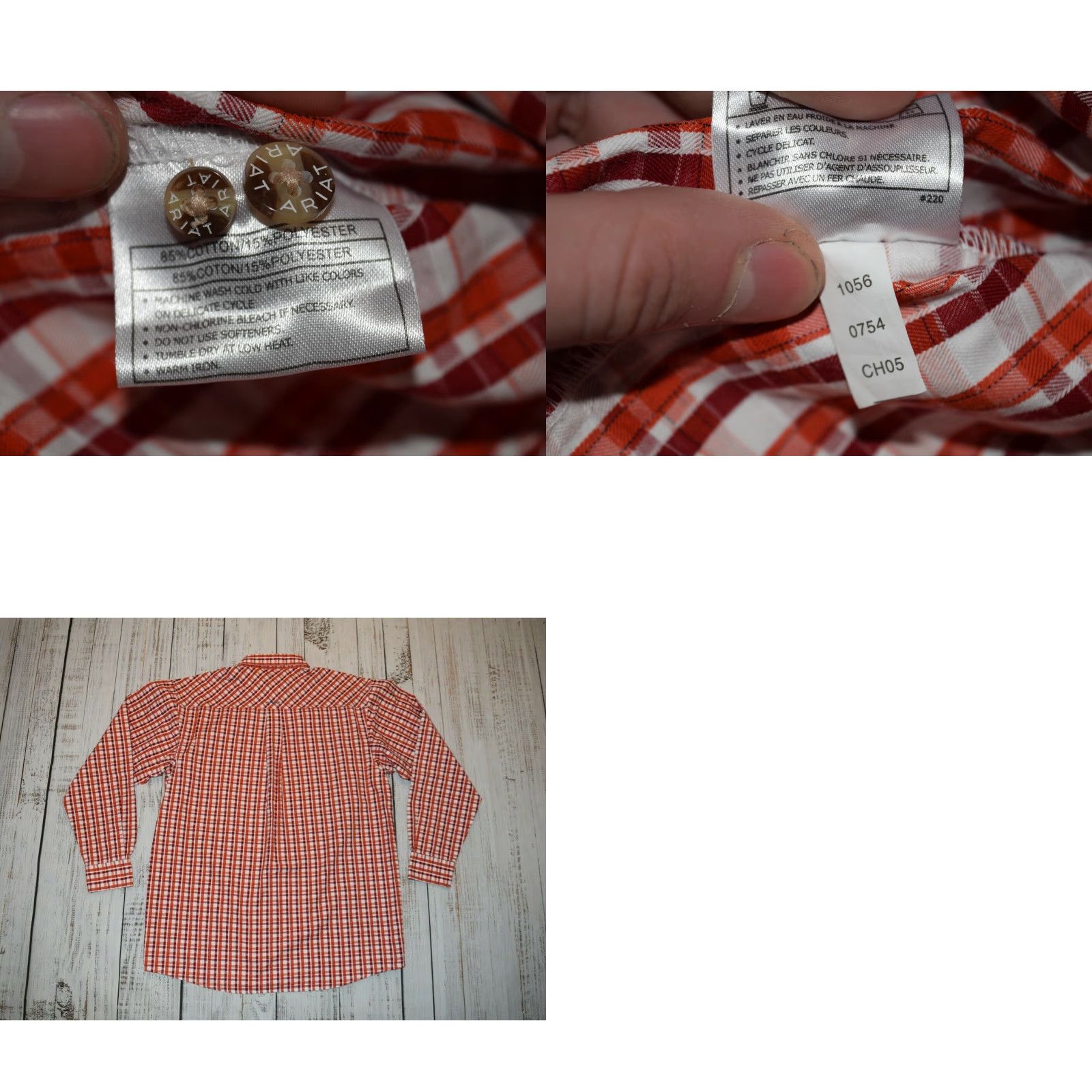 Ariat MENS ARIAT LONG BUTTON SHIRT Plaid CHECKERED Vented FARM ORANGE RED WHITE Large Regular Fit Casual Workwear Western Button-Down Collared Shirt Size US L / EU 52-54 / 3 - 8 Thumbnail