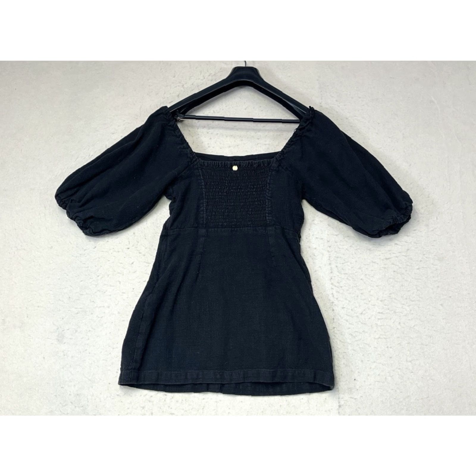 Billabong Billabong Mini Dress Marine Square Neck Puff Sleeve Button Front Black 12 Women Regular Short Cotton Blend Casual Spring Summer Size XL / US 12-14 / IT 48-50 - 2 Thumbnail
