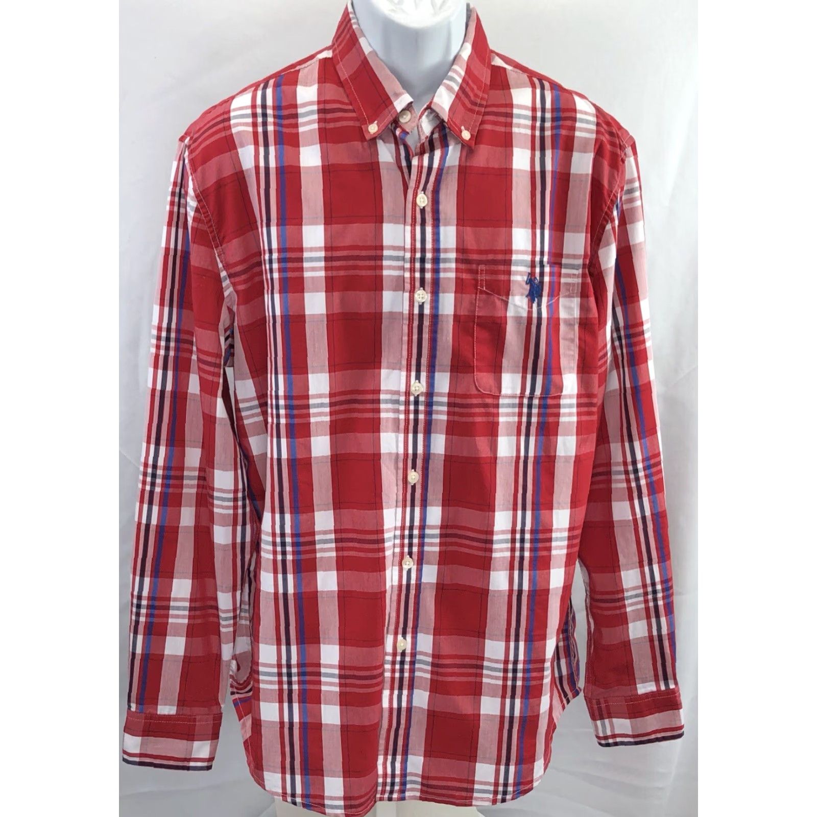 Vintage VINTAGE US Polo Assn Oxford Button Up L Red Plaid LongSleeve Pocket Preppy Western Size US L / EU 52-54 / 3 - 5 Thumbnail