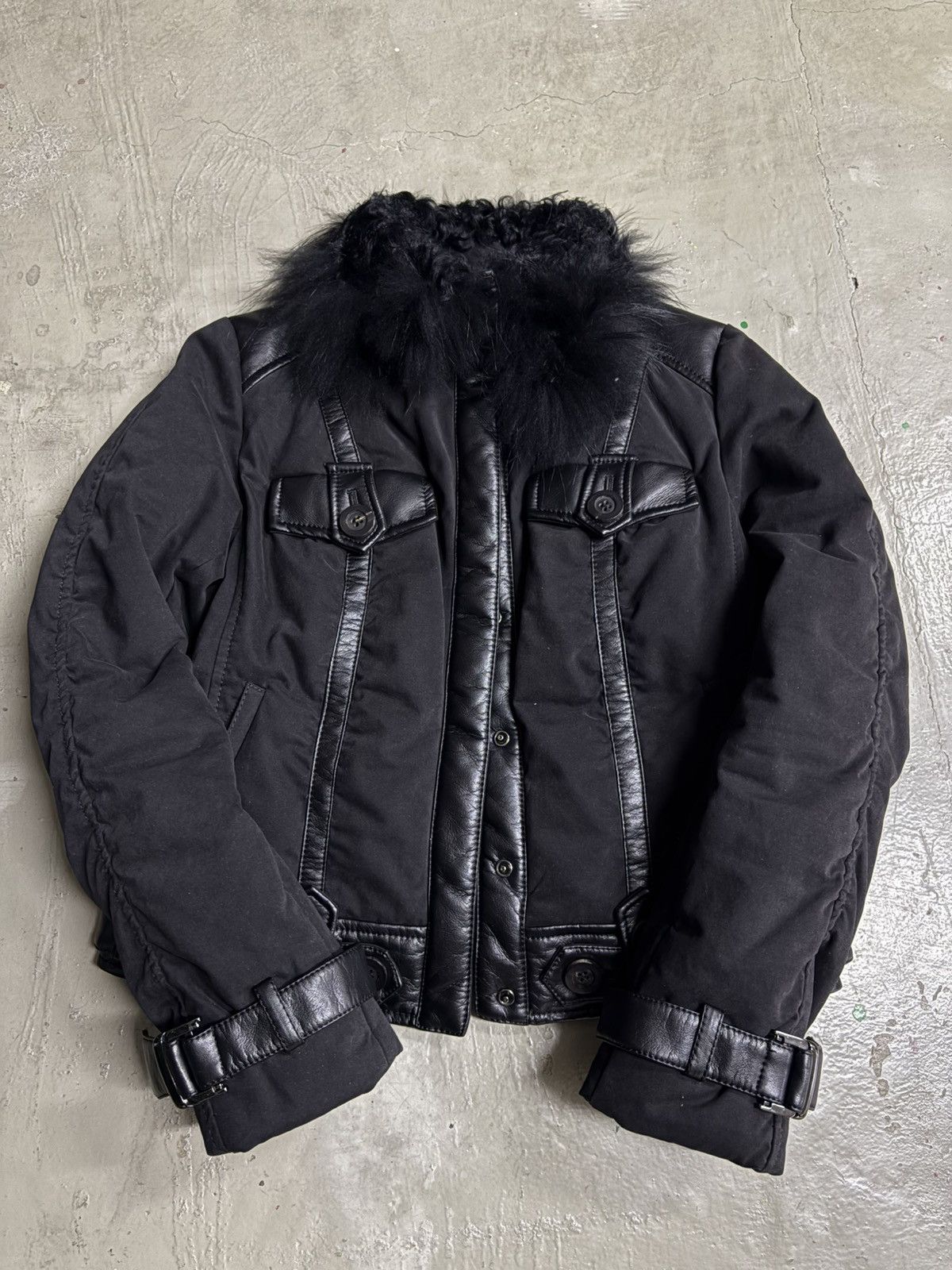 Beauty Beast Fragile Fur Faux Leather Demo Jacket Asymmetrical Lace Up Size US XS / EU 42 / 0 - 13 Thumbnail