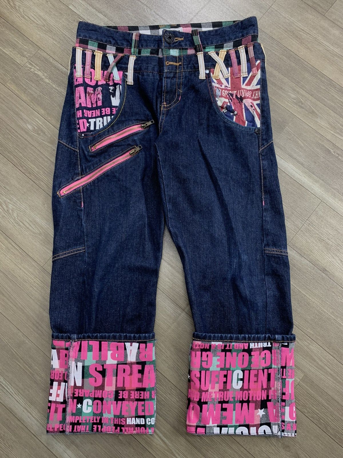 Hysteric Glamour 2000s Sorridere Double Waist Punk Plaid Lgb Style Jeans Size US 29 - 2 Thumbnail