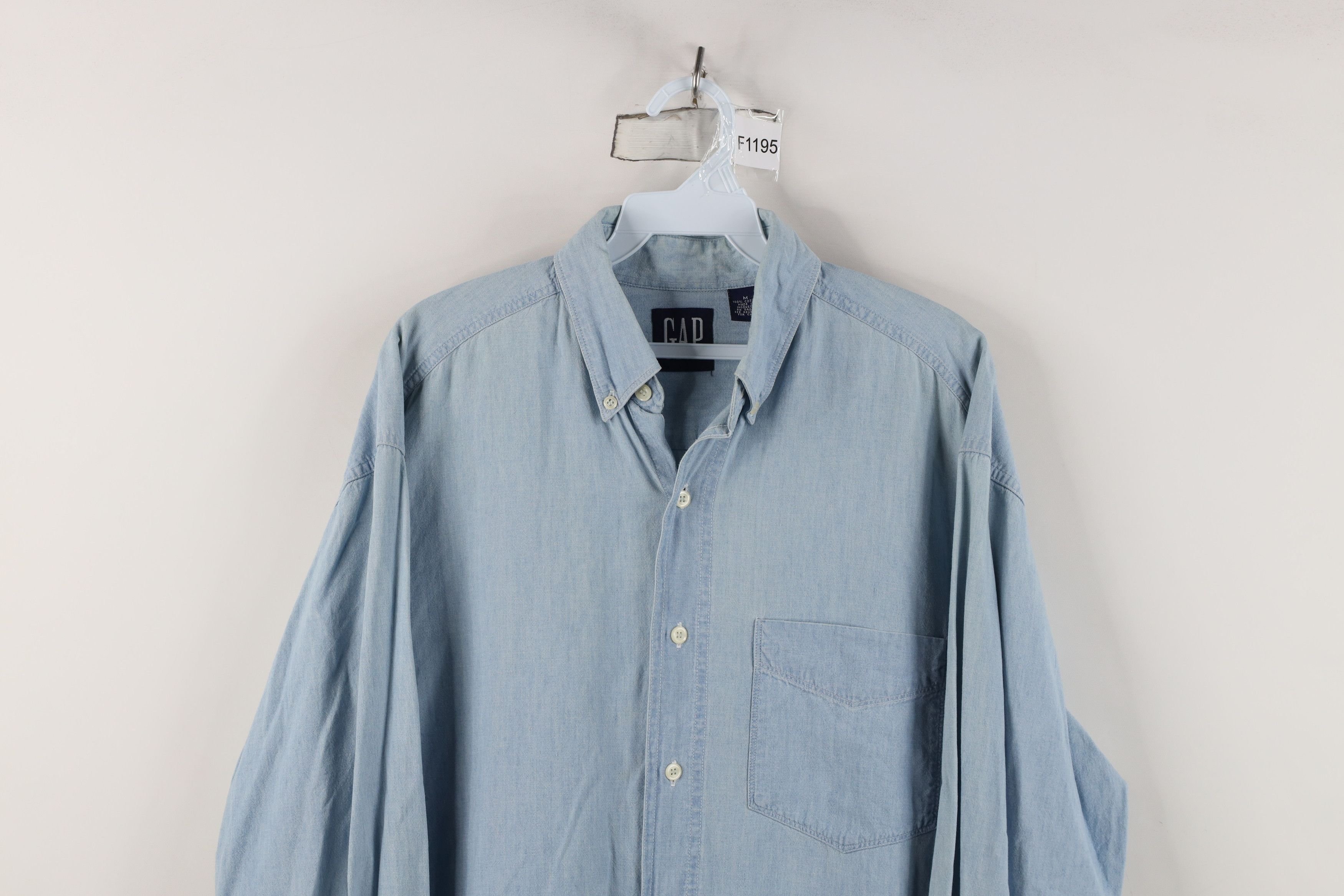 Gap Vintage 90s Gap Denim Jean Collared Button Down Shirt Blue Size US M / EU 48-50 / 2 - 2 Thumbnail