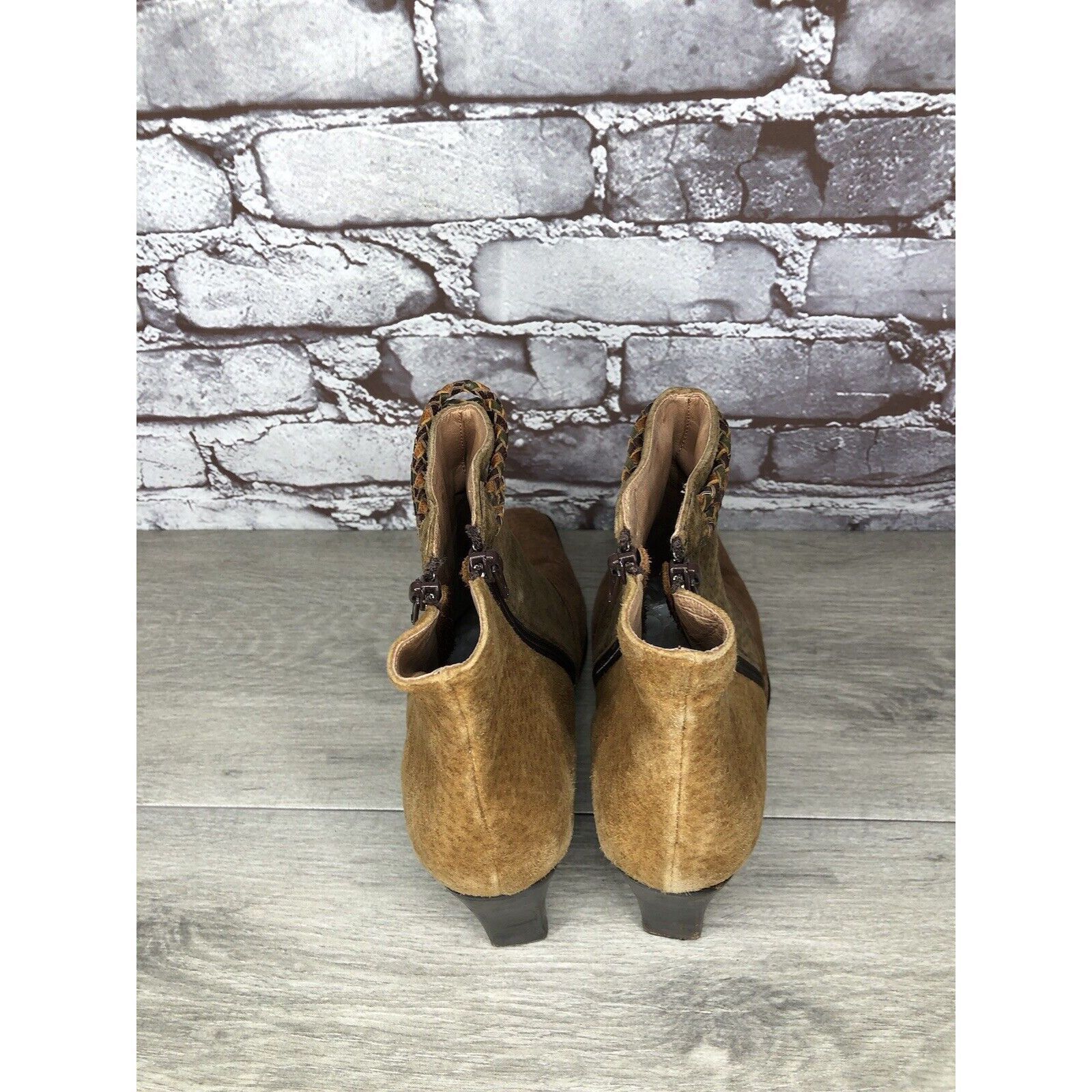 Gianni Chiarini CHIARINI Tan Brown Green Suede Leather Double Sided Zipper H Size US 9.5 / IT 39.5 - 4 Thumbnail