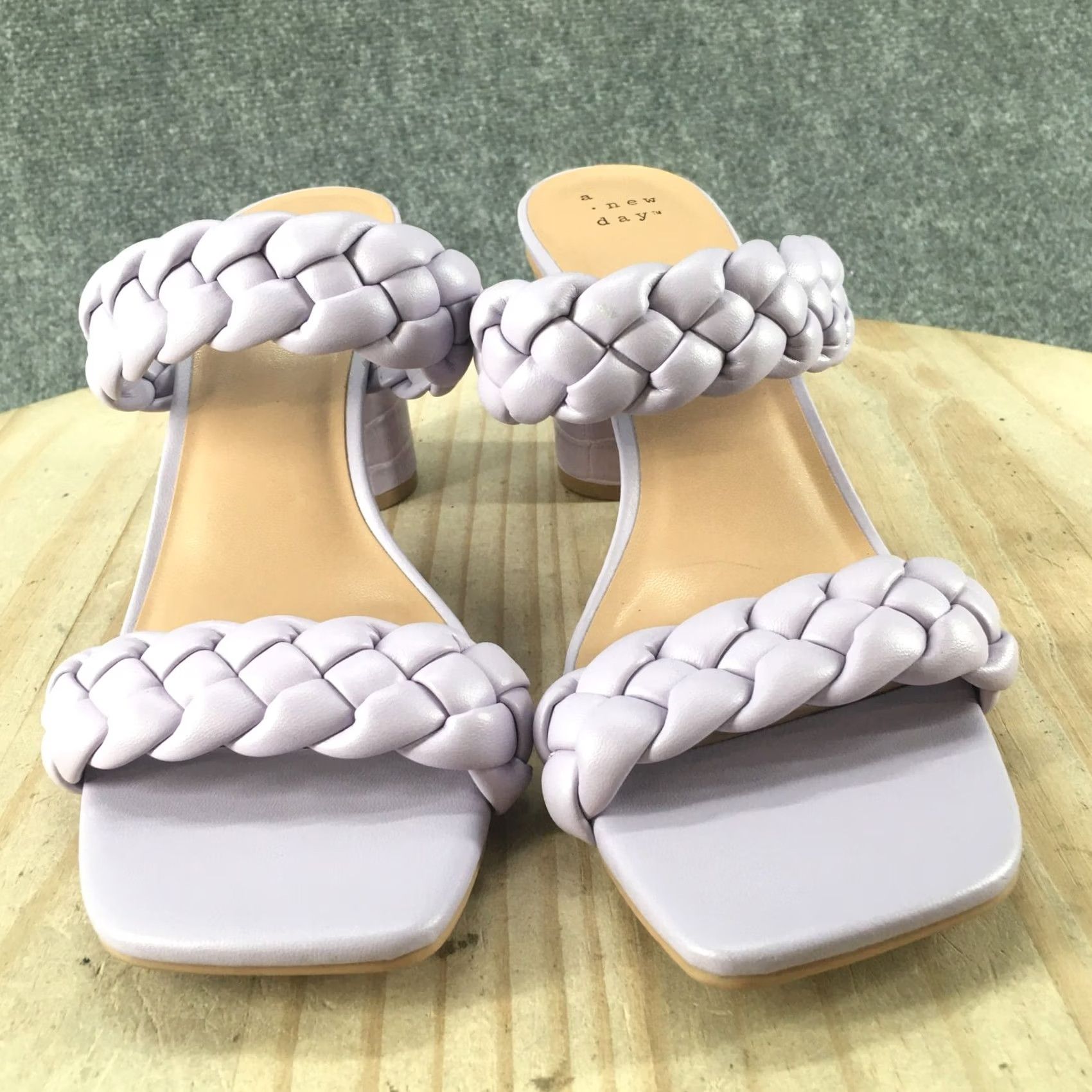 Vintage A New Day Sandals Womens Basil Slide Mules Purple Faux Leather Casual Heeled Size US 10 / IT 40 - 4 Thumbnail