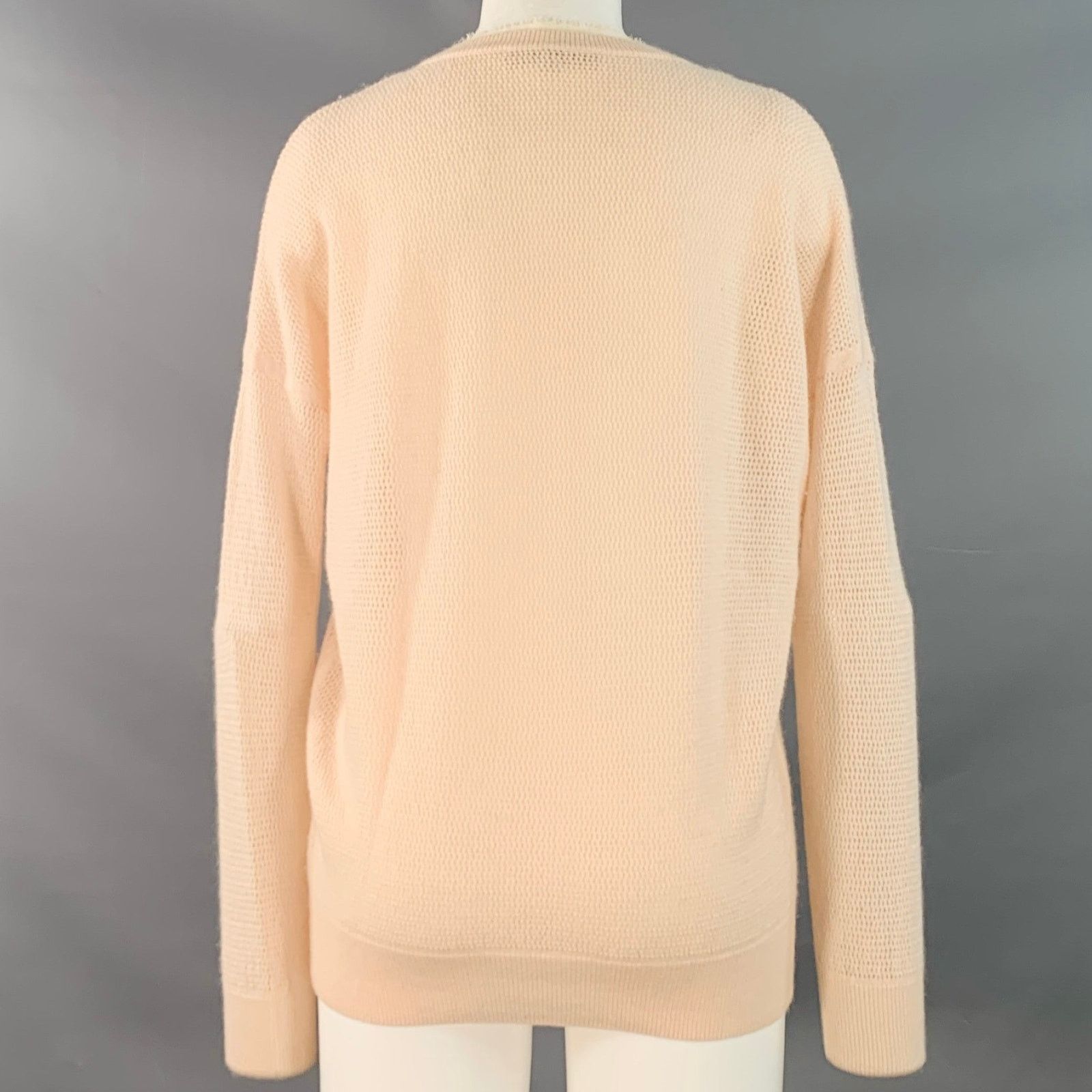 Vanessa Bruno VANESSA BRUNO Light Pink Wool Cashmere Mesh Knit Pullover Size S / US 4 / IT 40 - 4 Thumbnail