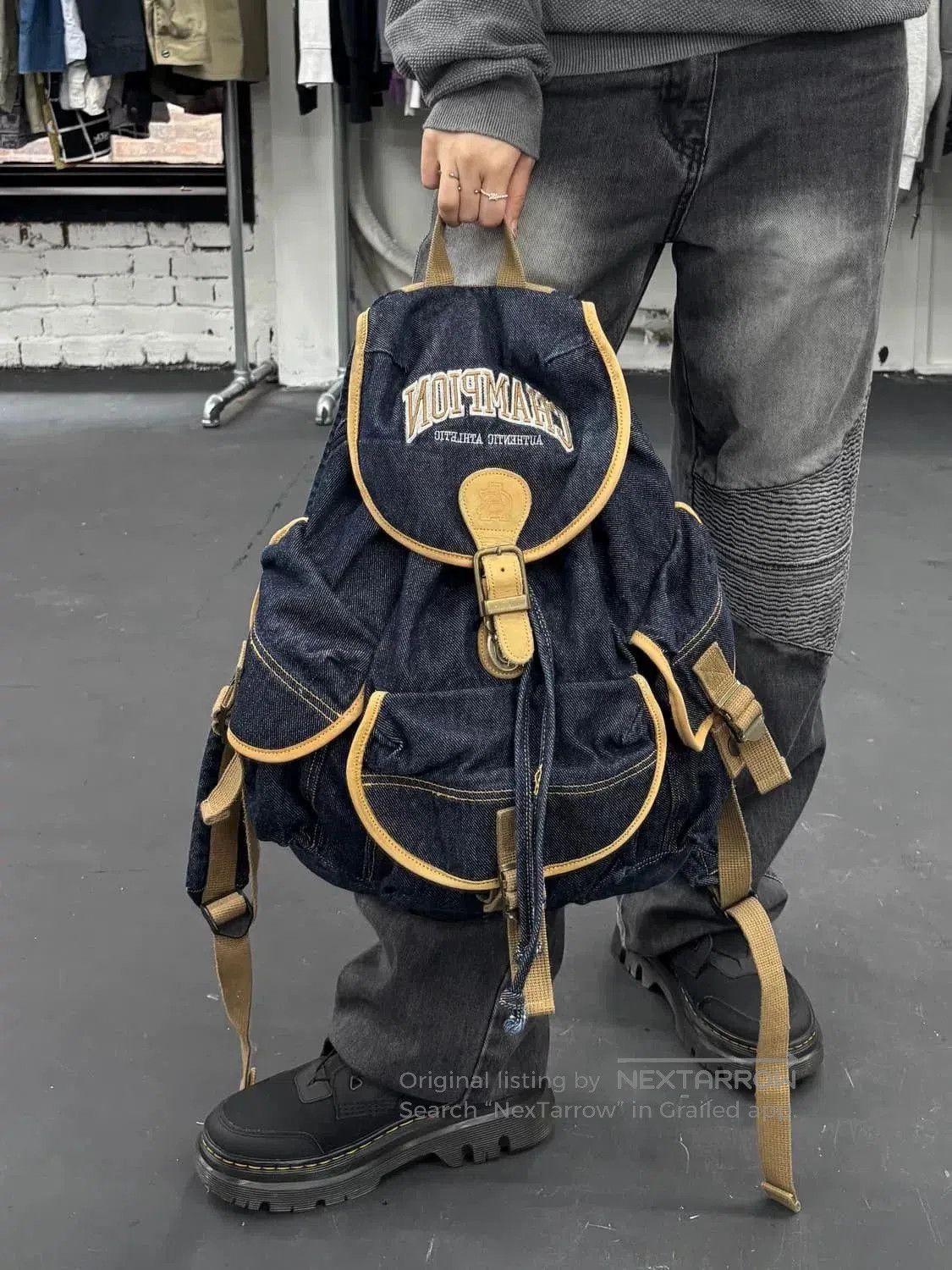 Champion Champion Vintage Denim Parachute Backpack. Size ONE SIZE - 2 Thumbnail