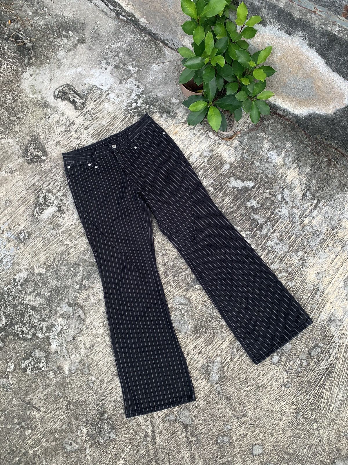 If Six Was Nine × Le Grande Bleu (L.G.B.) × Tornado Mart Flare Asm atelier sab men stripe bootcut jeans Size US 30 / EU 46 - 3 Thumbnail