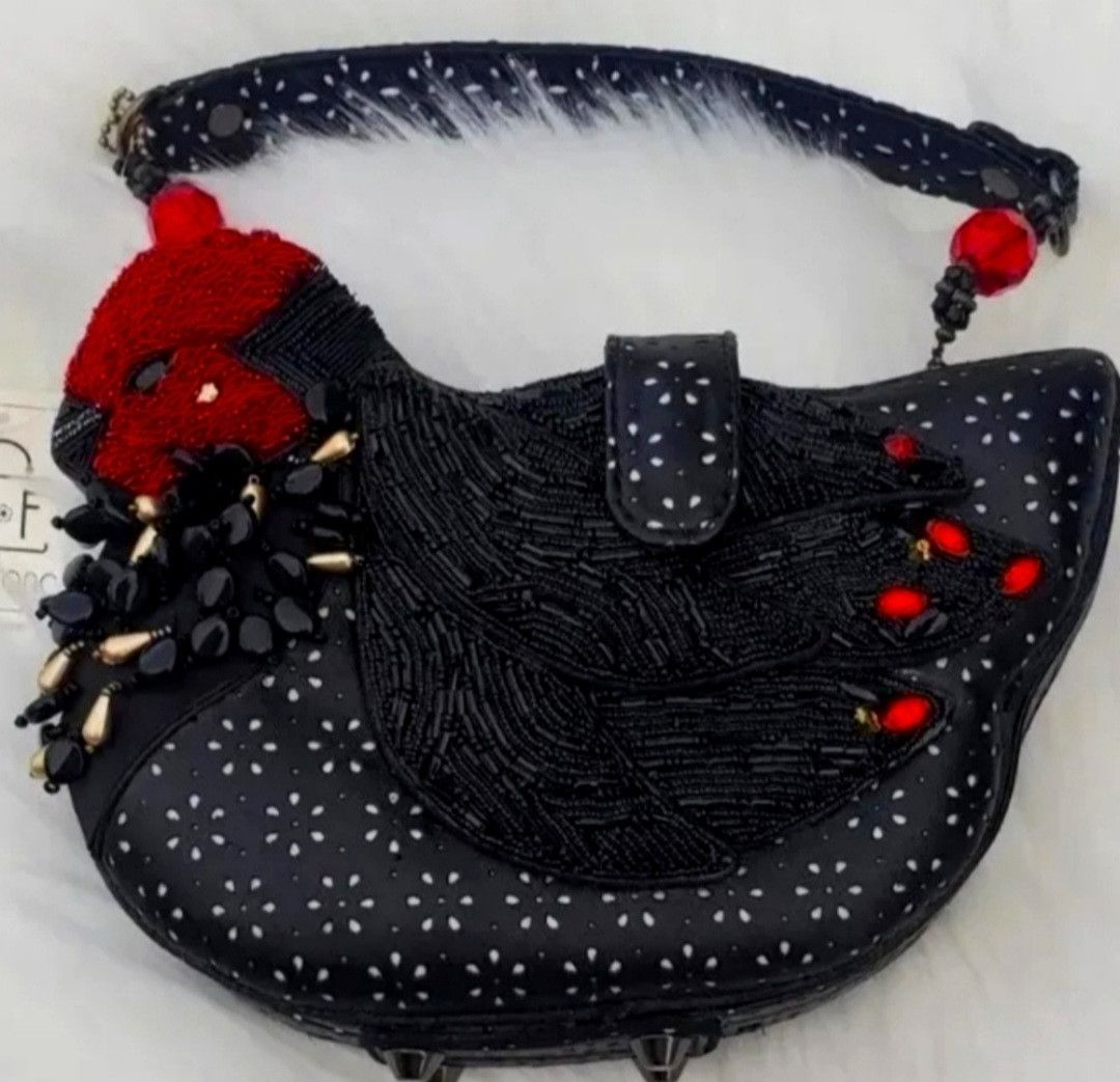 image of Mary Frances Chick Magnet Beaded Handbag NWT in Black, Women's