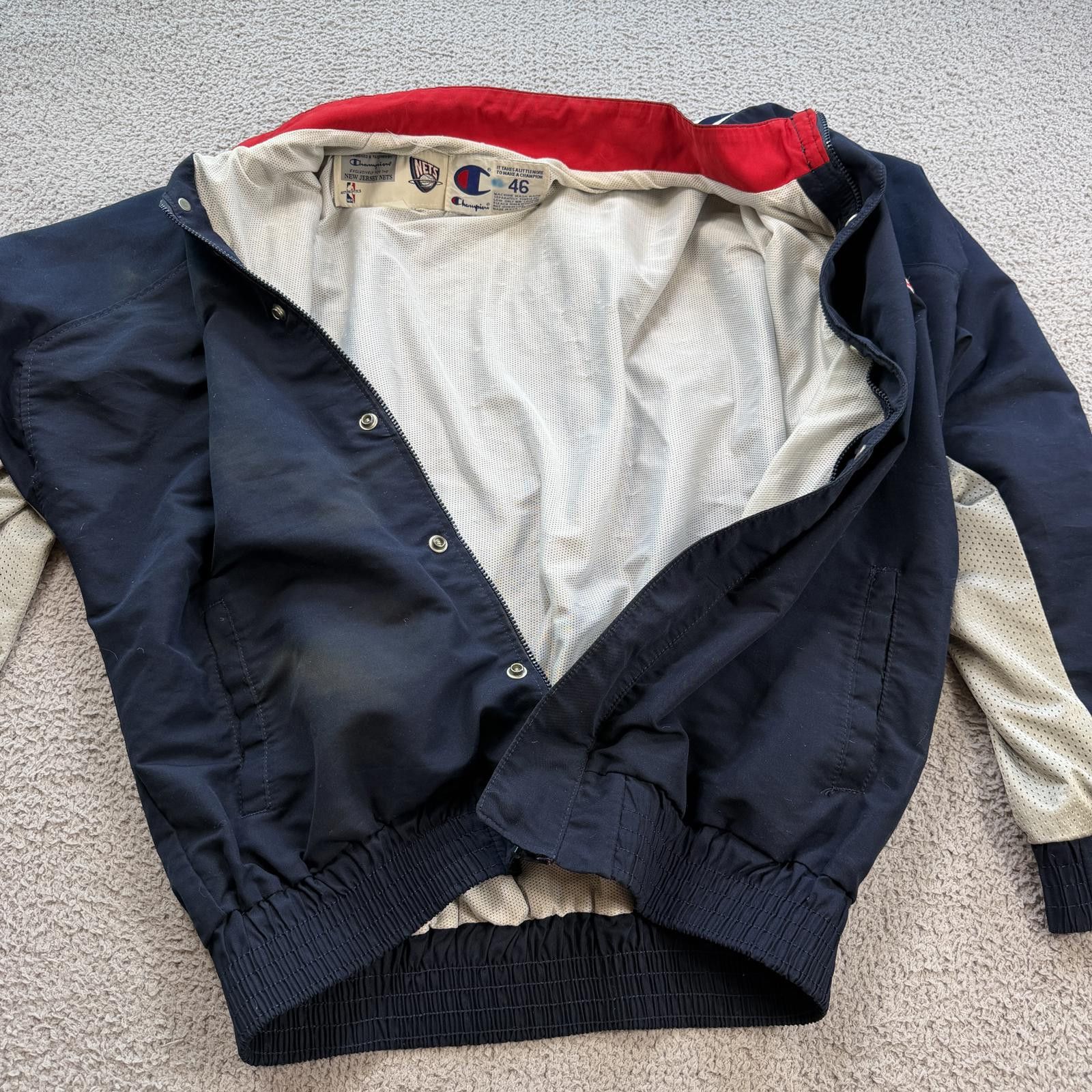 Champion Vintage 90s Champion New Jersey Nets NBA Warm Up Jacket USA Size US XL / EU 56 / 4 - 5 Thumbnail