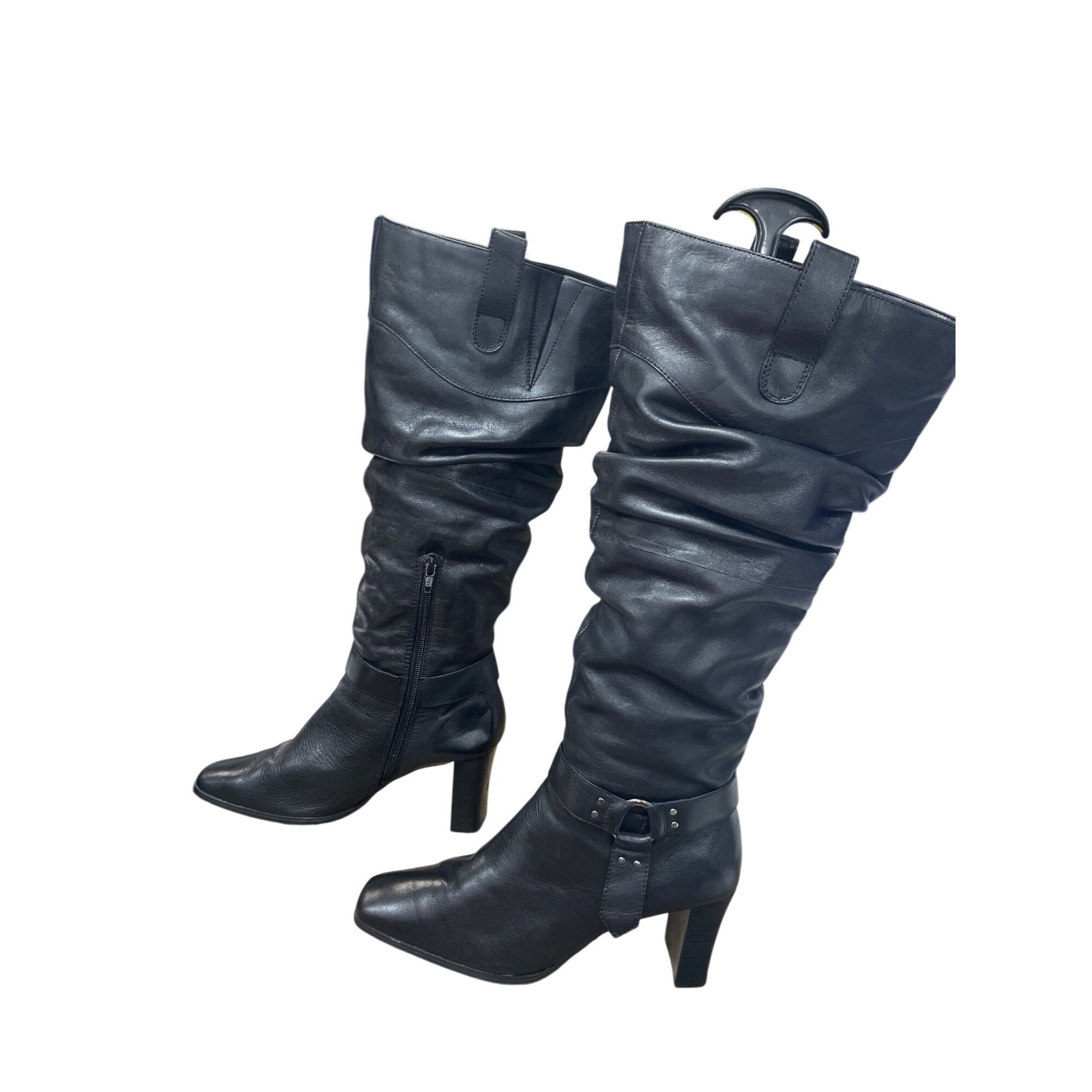 Other Bruno Valenti Womans Black Leather 3' Riding Equestrian Boot Size US 8.5 / IT 38.5 - 4 Thumbnail