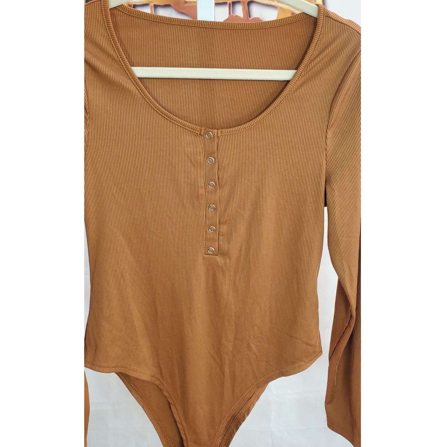 Shein Shein Brown Ribbed Snap Bodysuit XL Size XL / US 12-14 / IT 48-50 - 3 Thumbnail