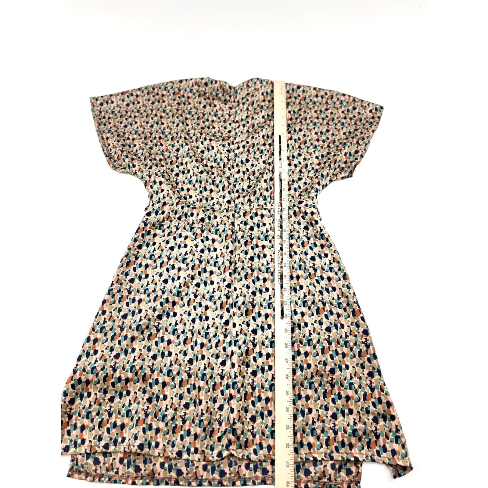 Nasty Gal Nasty Gal Dress Women’s 6 Pink Beige Green Rust V-Neck Half Sleeve Fit & Flare Knee Length No Belt Womens Size M / US 6-8 / IT 42-44 - 7 Thumbnail