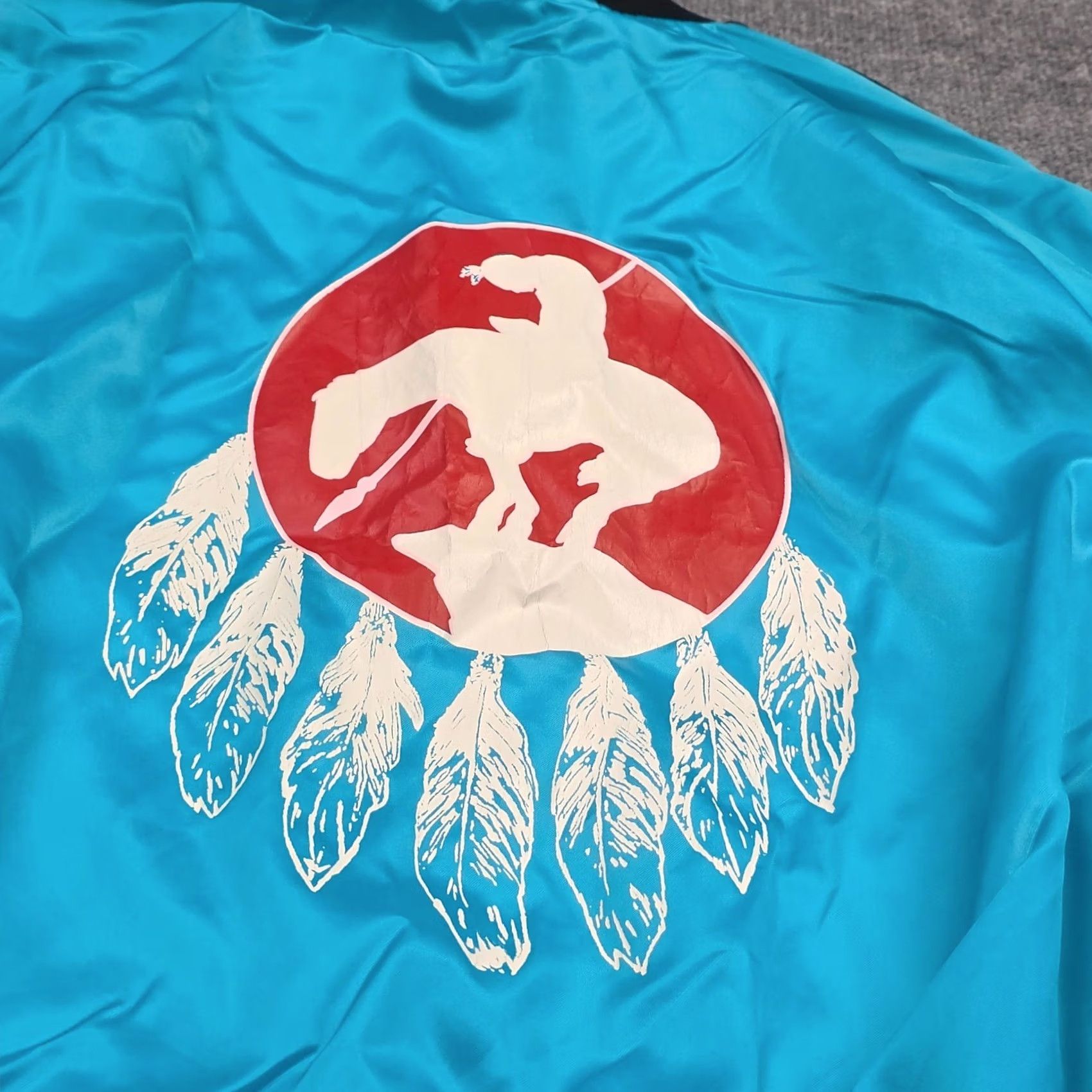 Cherokee WESTARK Satin Jacket Men’s Medium Blue Aztec Cherokee Embroidered Native Eagle Bomber Jacket Size US M / EU 48-50 / 2 - 5 Thumbnail