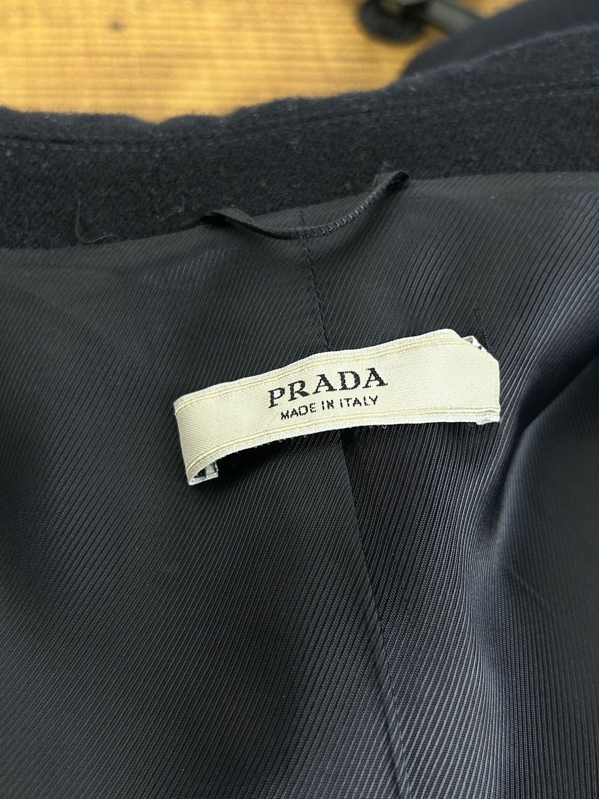 Prada 00s Vintage Prada Black Lana Wool Pea Coat 2008 Size 44 Size M / US 6-8 / IT 42-44 - 9 Thumbnail