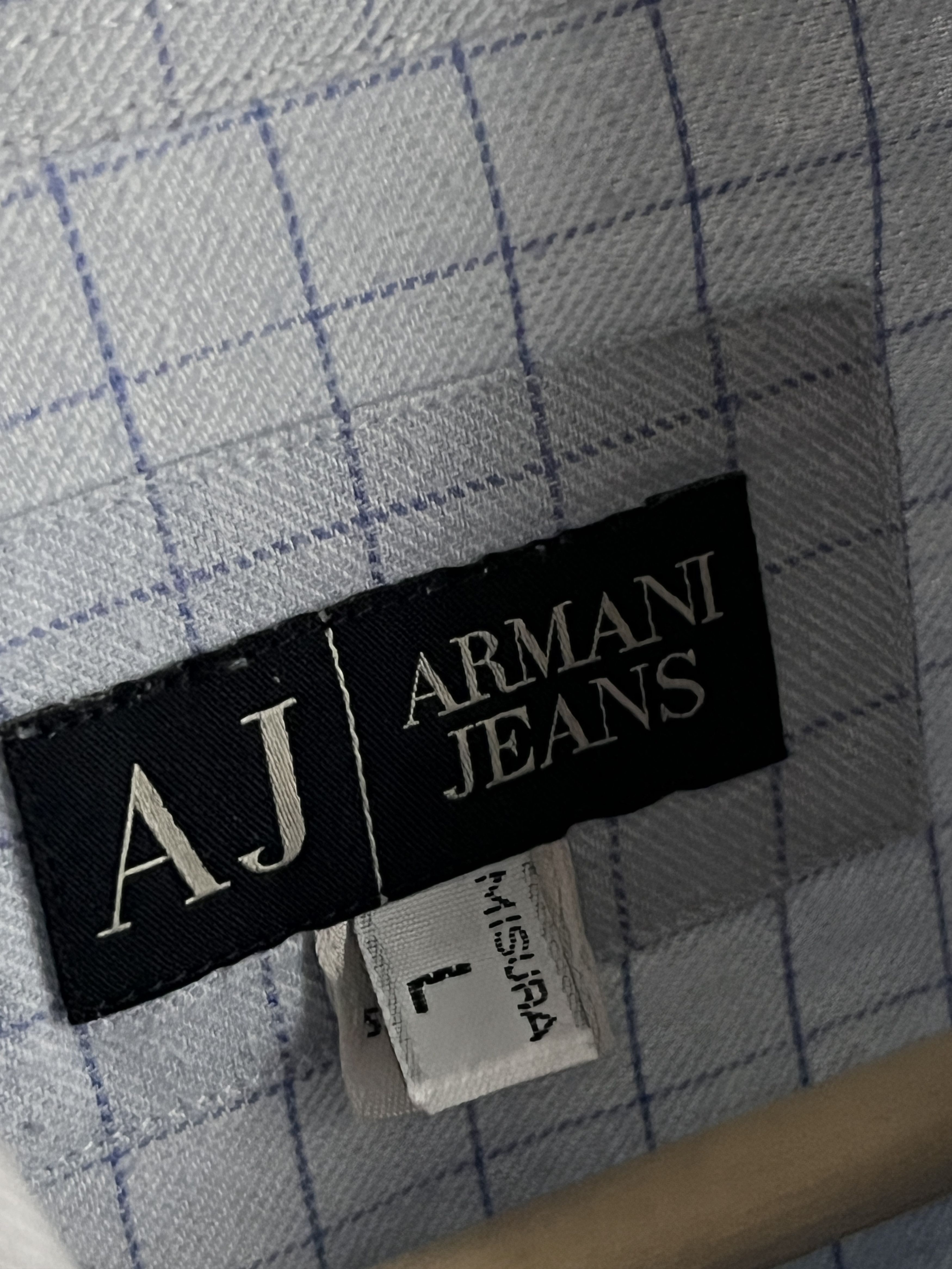 Designer × Emporio Armani × Vintage Vintage 90s Armani Jeans Designed Button Up Shirt Checkered Size US L / EU 52-54 / 3 - 4 Thumbnail