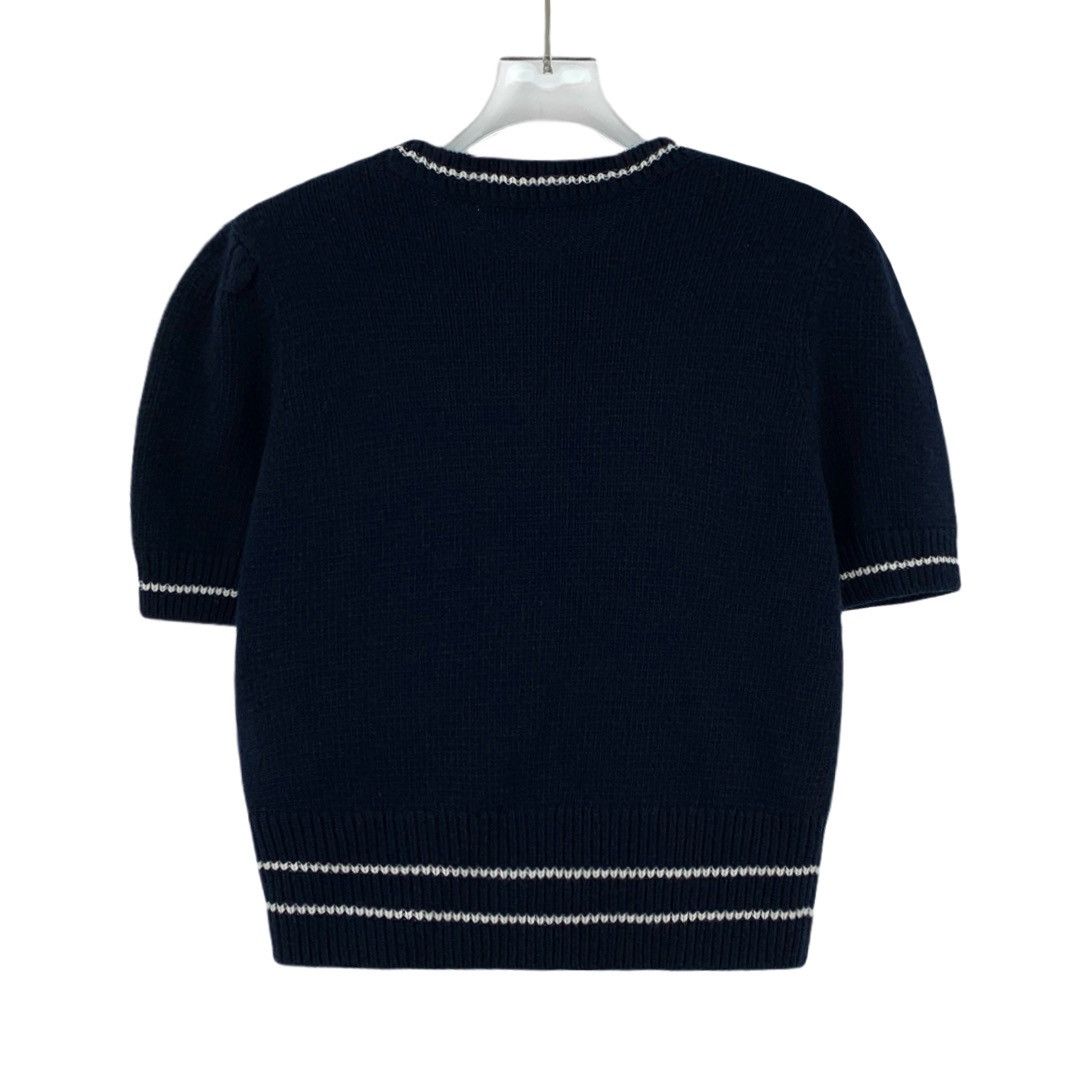 Dior Christian Dior navy blue logo monogrammed wool knit sweater Size M / US 6-8 / IT 42-44 - 2 Thumbnail