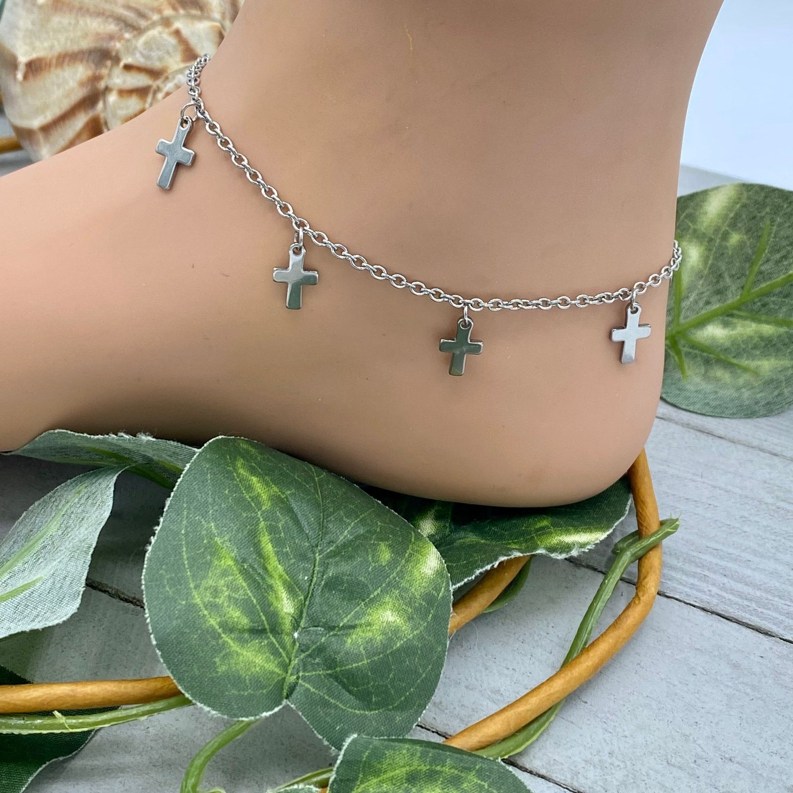 The Unbranded Brand Stainless Steel Cross anklet Size ONE SIZE - 1 Thumbnail