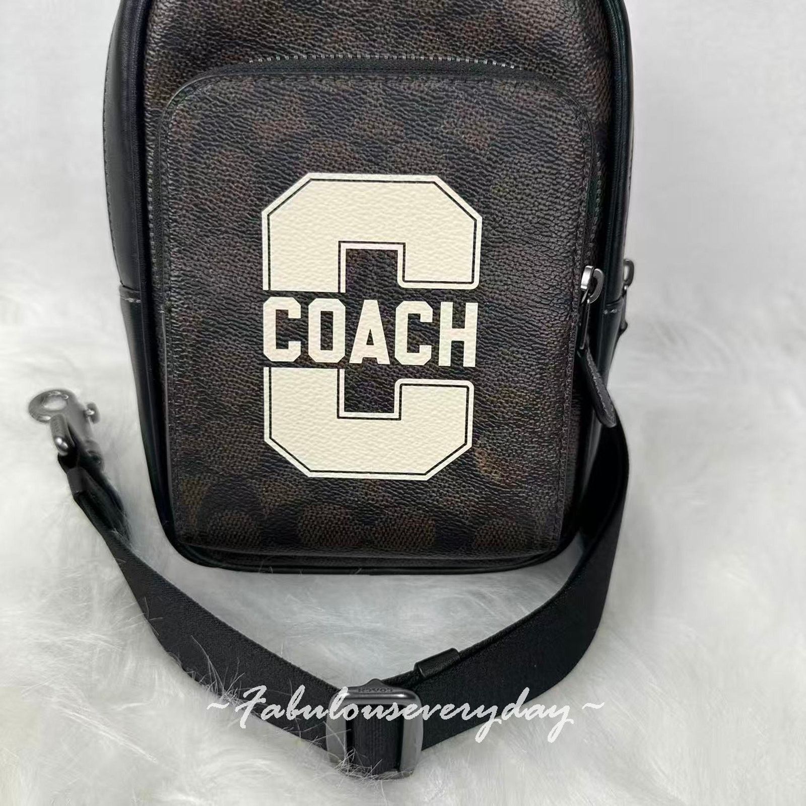 Coach Coach Men's Racer Sling Pack Varsity Graphic Leather/Walnut Size ONE SIZE - 5 Thumbnail