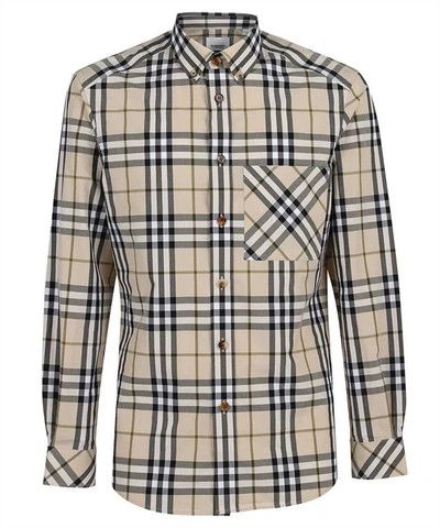 image of Burberry O1Srvl11E0524 Long Sleeve Check Cotton Shirt In Multicolor, Men's (Size Large)