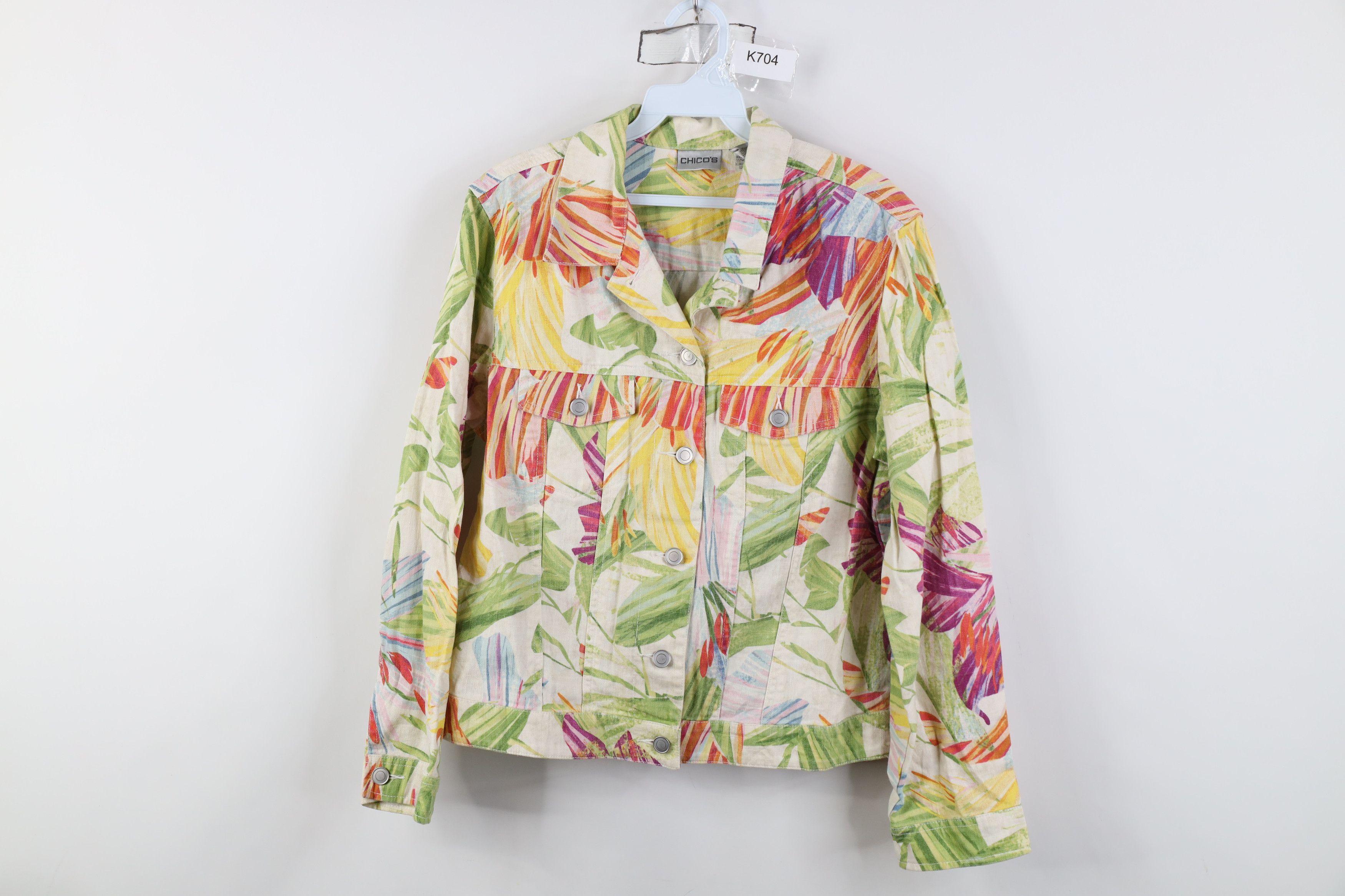 Chicos Vintage Chicos All Over Print Flower Linen Trucker Jacket Size XS / US 0-2 / IT 36-38 - 1 Thumbnail