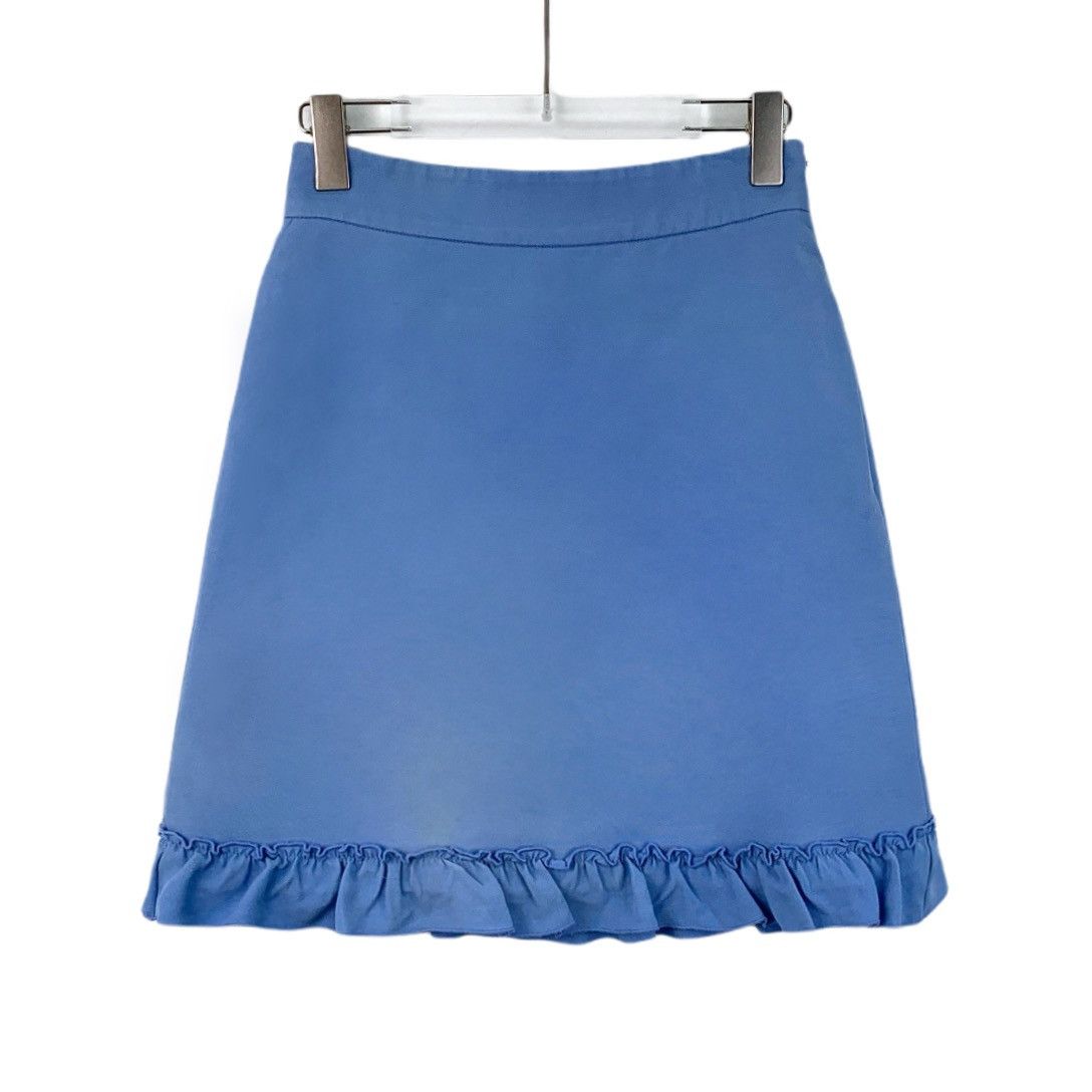 Gucci Gucci Blue Hem Ruffled Mulberry Silk Casual Skirt K26WX Size 27" / US 4 / IT 40 - 1 Thumbnail