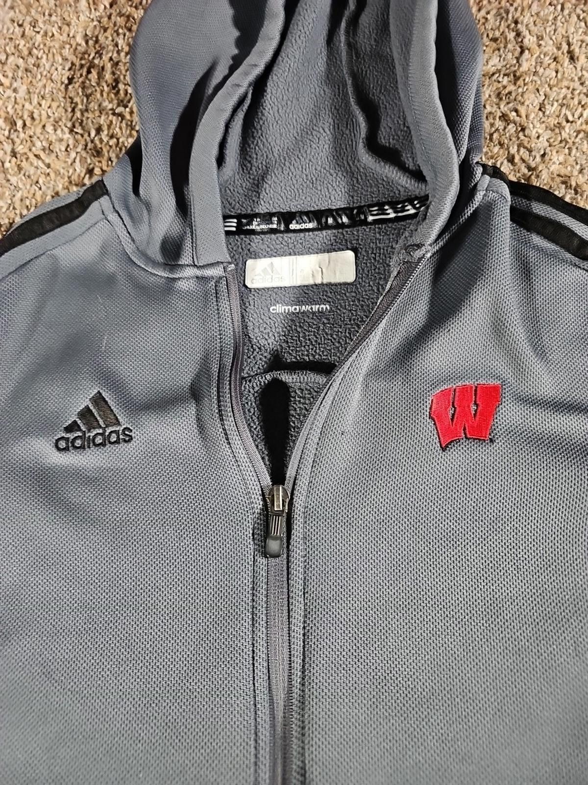 Adidas Adidas Wisconsin Badgers M Fullzip Hoodie Size ONE SIZE - 3 Thumbnail