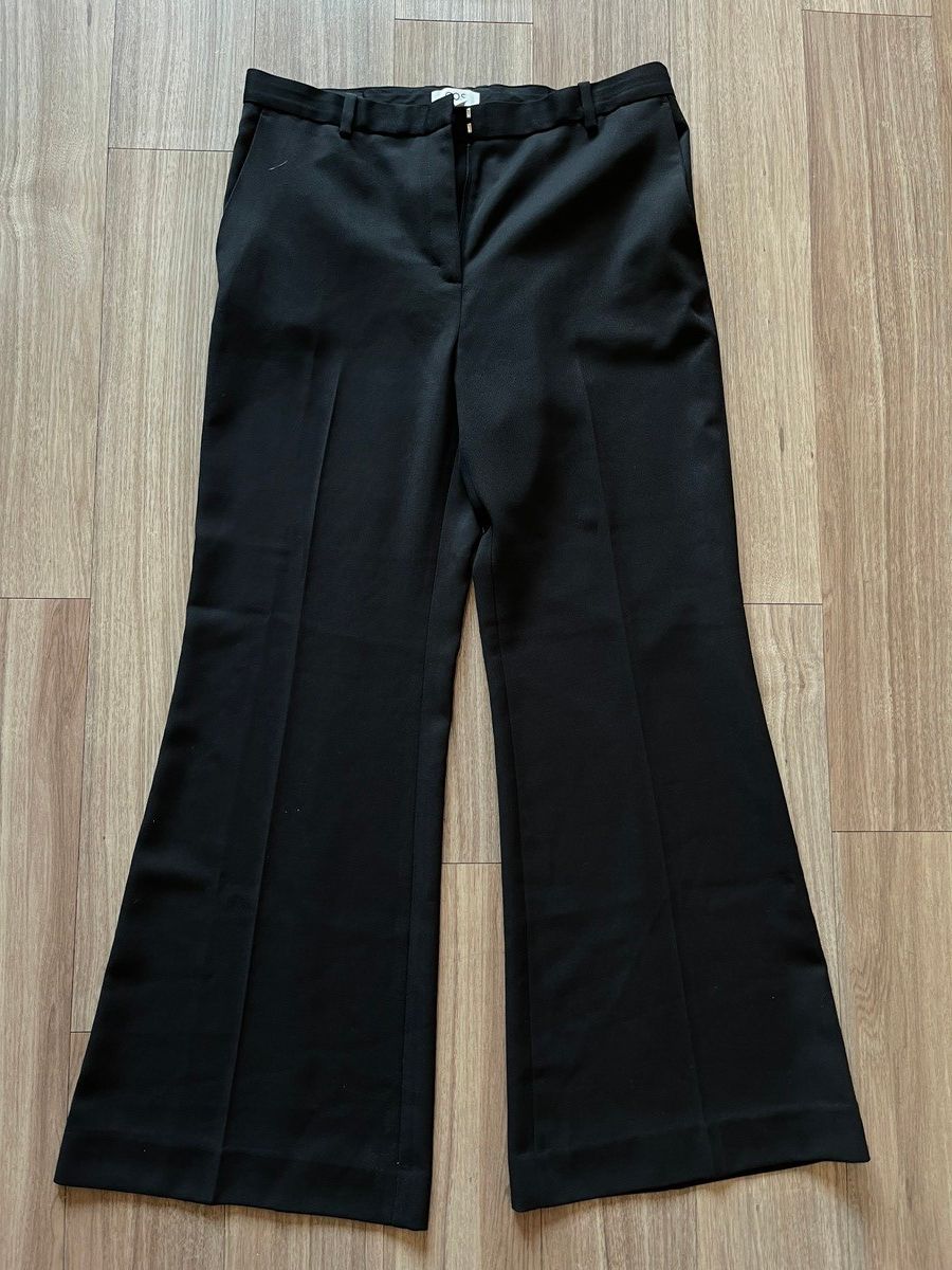 Pre-owned Cos Online Exclusive  Wool Wide Leg Flare Trousers In Black