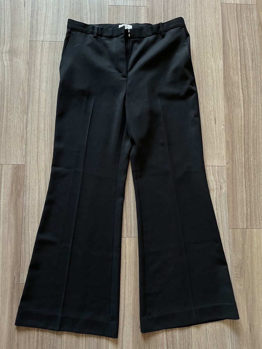 image of Online Excl. Cos Wool Wide Leg Flare Trousers in Black, Men's (Size 36)