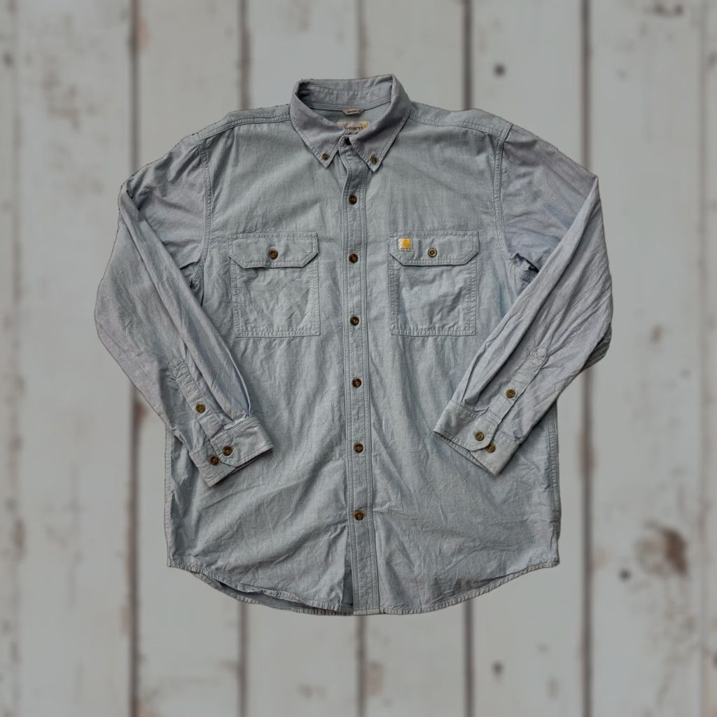 Carhartt VINTAGE Carhartt Denim Button Down Shirt L Large Blue Cotton 90s Western Workwear Mens Button-Up Size US L / EU 52-54 / 3 - 1 Thumbnail