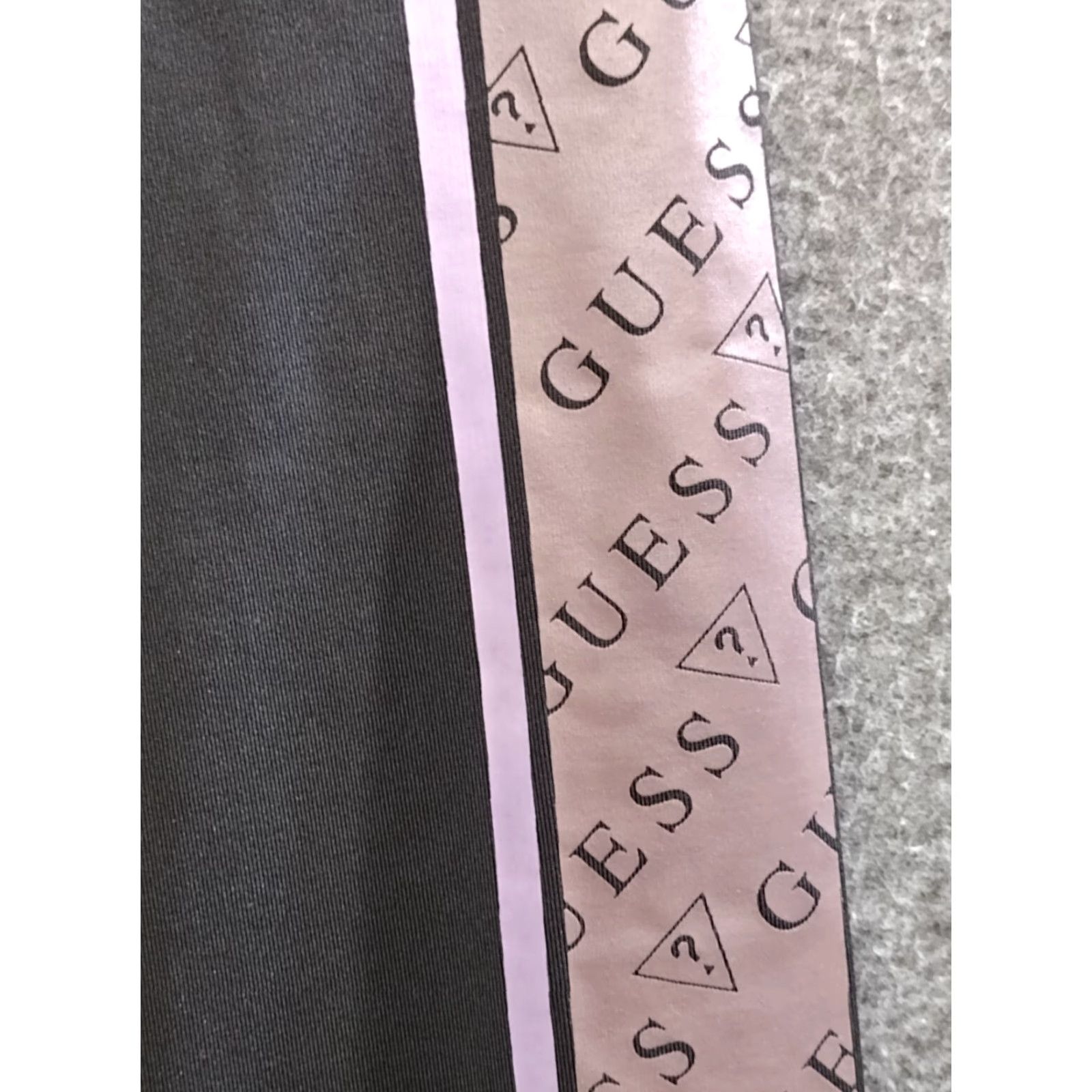 Guess GUESS Leggings Shirt Womens S Black Lilac/Brown Side Logo Stripe Pull On Leggings Size 28" / US 6 / IT 42 - 7 Thumbnail