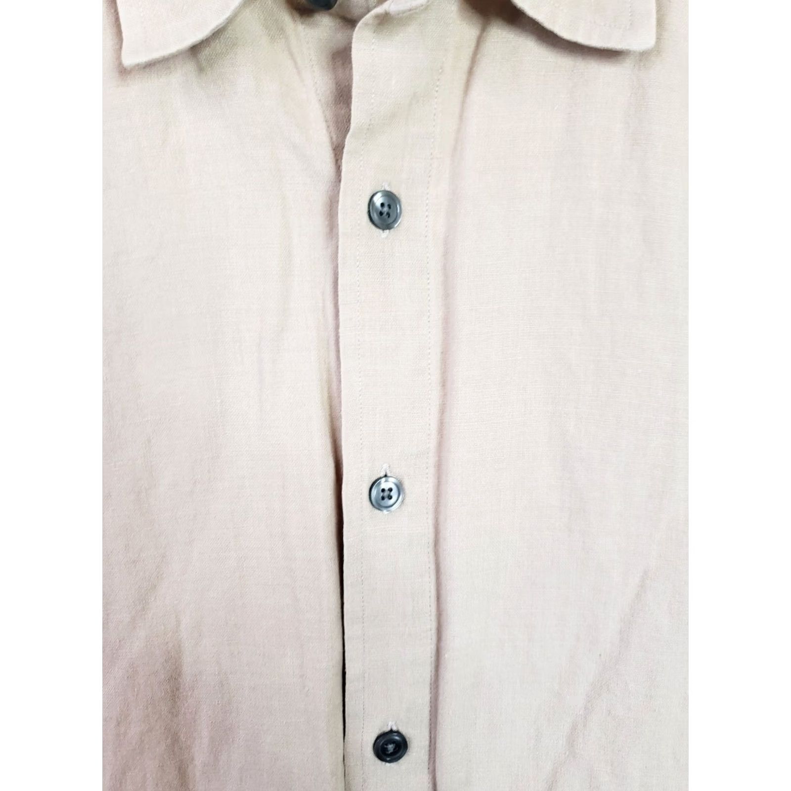 Kenneth Cole Kenneth Cole New York Linen Blend Shirt Men M Beige Short Sleeve Button-Up Size US M / EU 48-50 / 2 - 4 Thumbnail