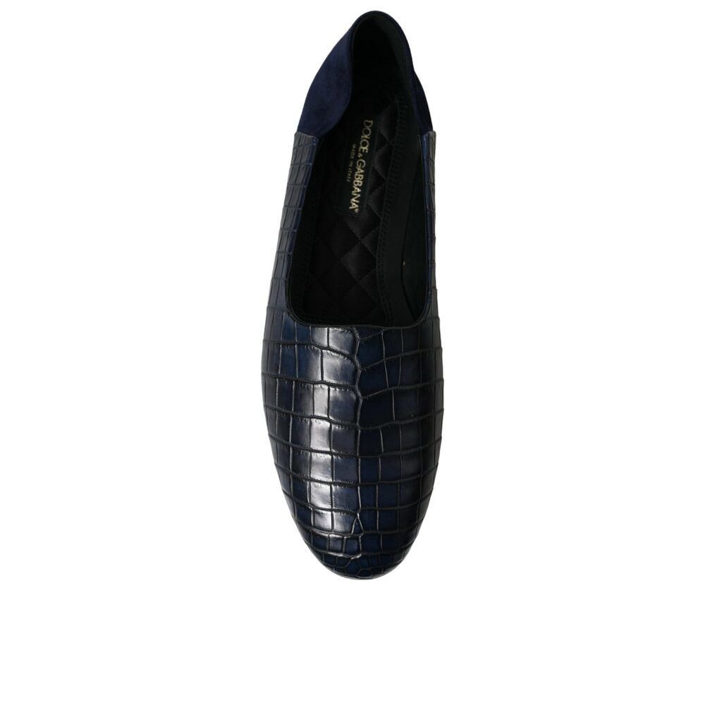 Dolce & Gabbana Dolce & Gabbana Elegant Blue Crocodile Leather Loafers Size US 12 / EU 45 - 8 Thumbnail