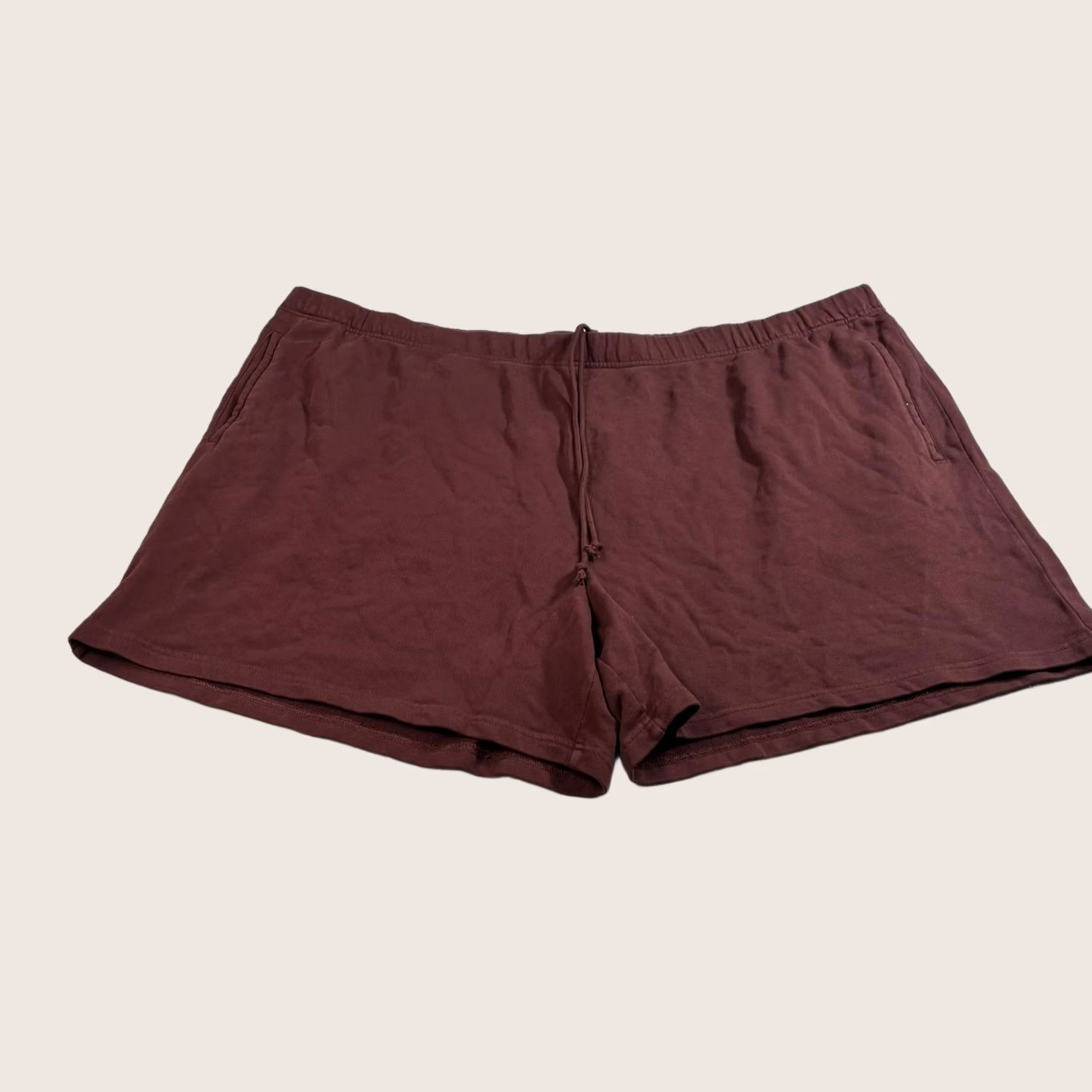 SKIMS SKIMS Shorts Womens 4X Oxblood Terry Fleece Relaxed Drawstring Pockets Comfort Size 40" / US 18 - 1 Thumbnail
