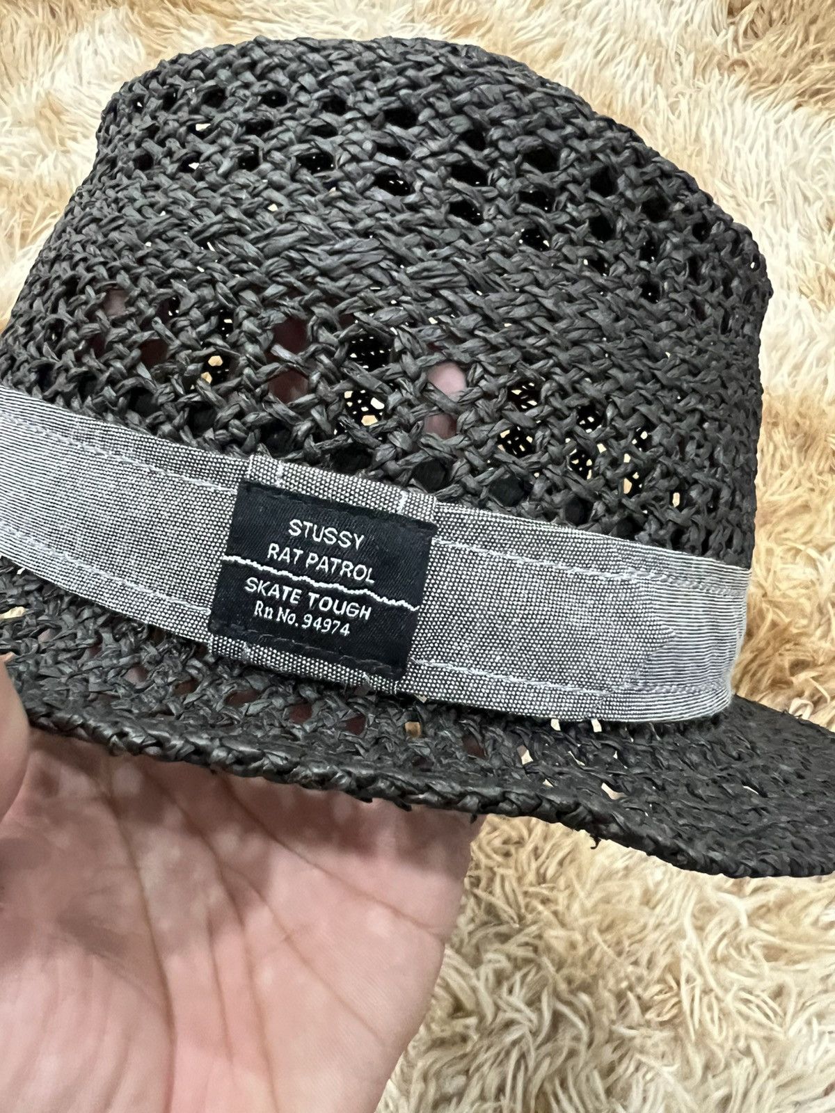 Stussy Stüssy "Rat Patrol" Skate Tough Paper Straw Fedora Size 36 - 4 Thumbnail