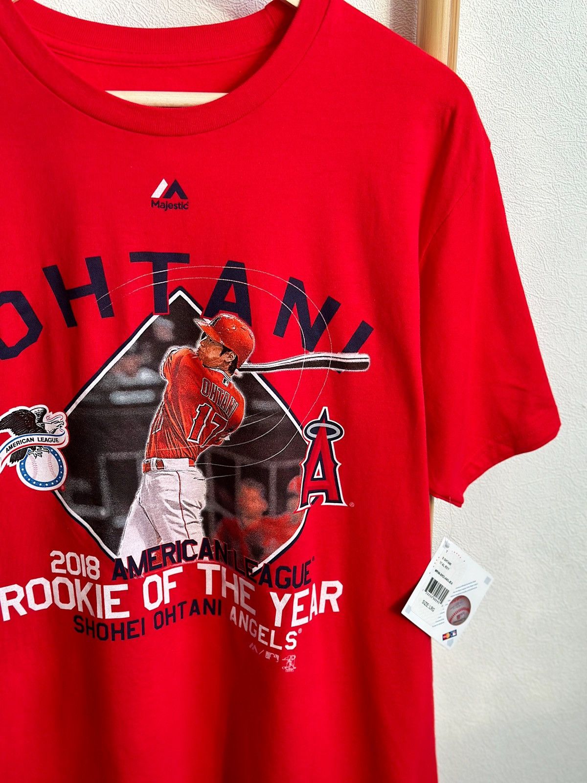 MLB × Majestic × Vintage Majestic Red 2018 AL Rookie of the Year Ohtani T-Shirt Size US L / EU 52-54 / 3 - 4 Thumbnail