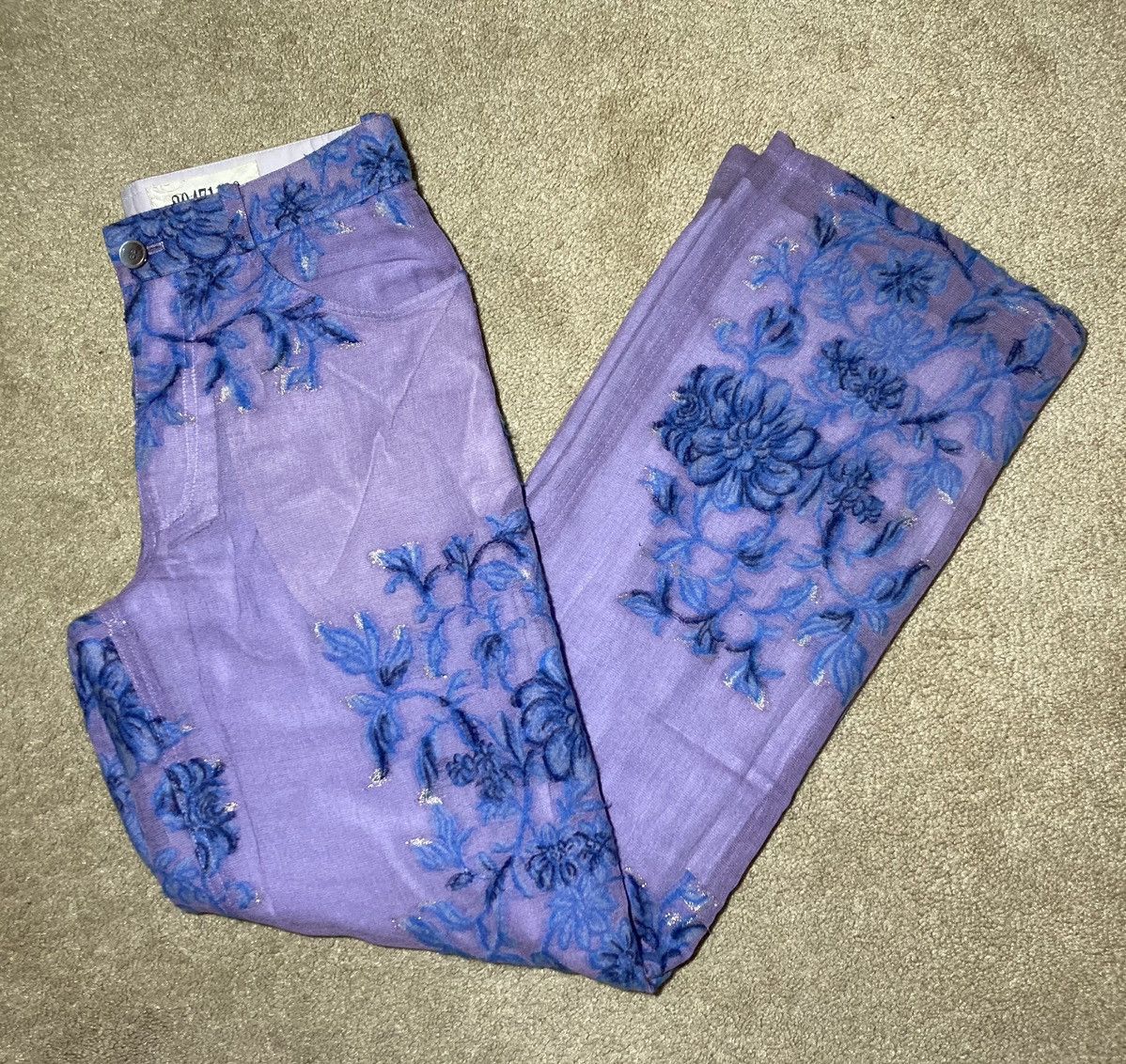 image of Ss1999 20471120 Secret Flower Garden Floral Lavender Pants M in Lilac, Men's (Size 30)