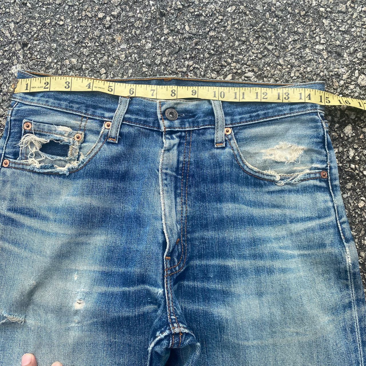 Levi's Vintage 90s Levis 502 Distressed Denim Kurt Cobain Style Size US 31 - 9 Thumbnail