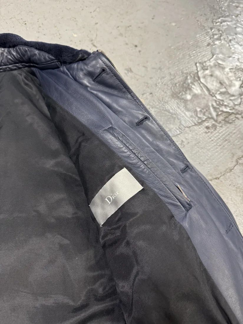 Designer × Dior × Vintage FW2013 Dior Navy Asymmetrical Lambskin Leather Bomber Jacket by Kris Van Assche Size US M / EU 48-50 / 2 - 13 Thumbnail