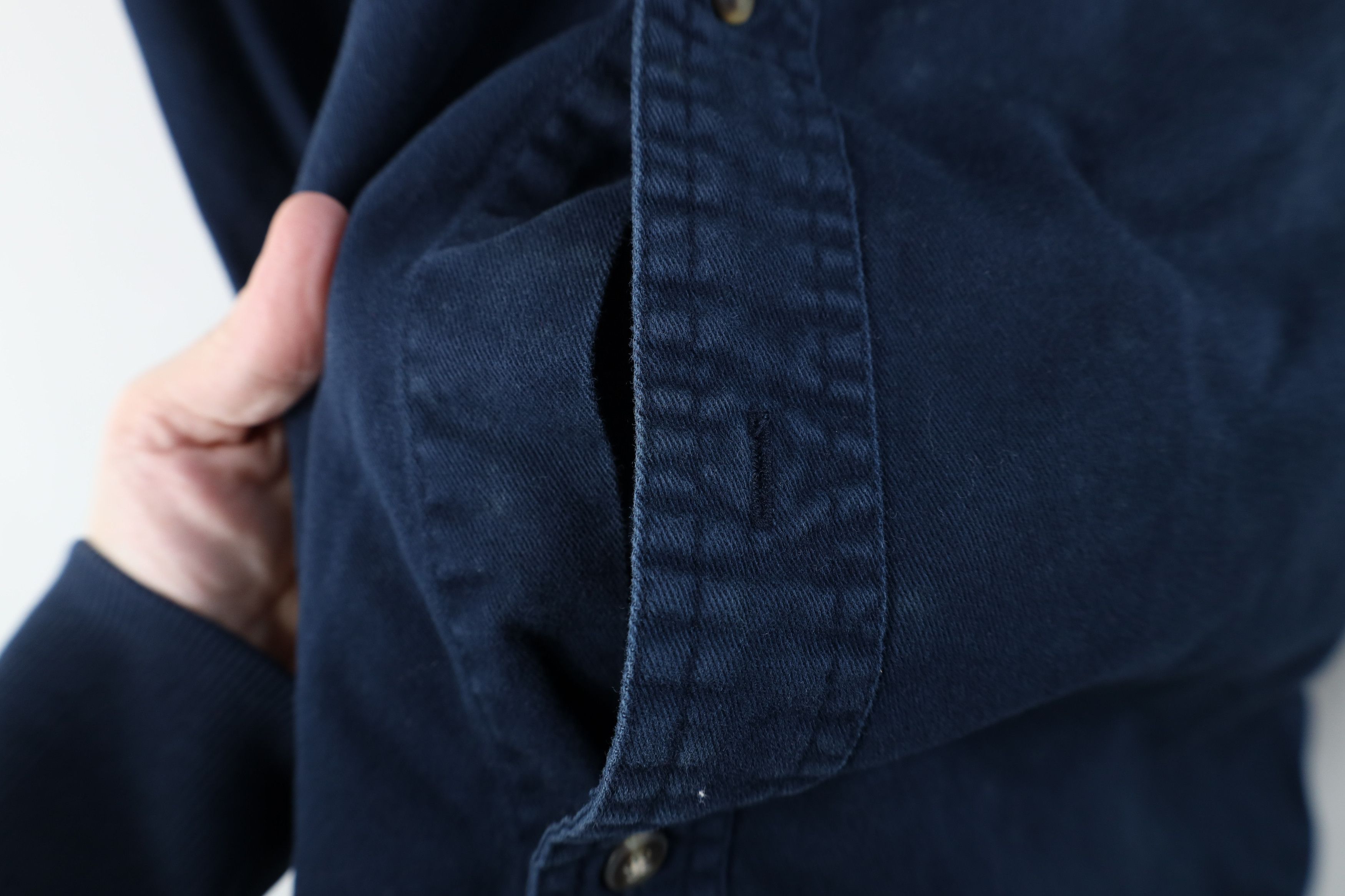 Vintage Vintage 90s Streetwear Band Collar Button Shirt Navy Blue Size US M / EU 48-50 / 2 - 4 Thumbnail