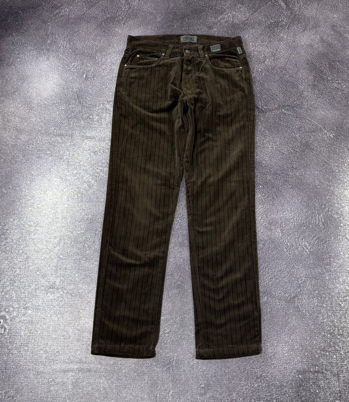 Versace Vintage Versace Jeans Couture Velvet Striped Luxury Pants Size US 32 / EU 48 - 2 Thumbnail